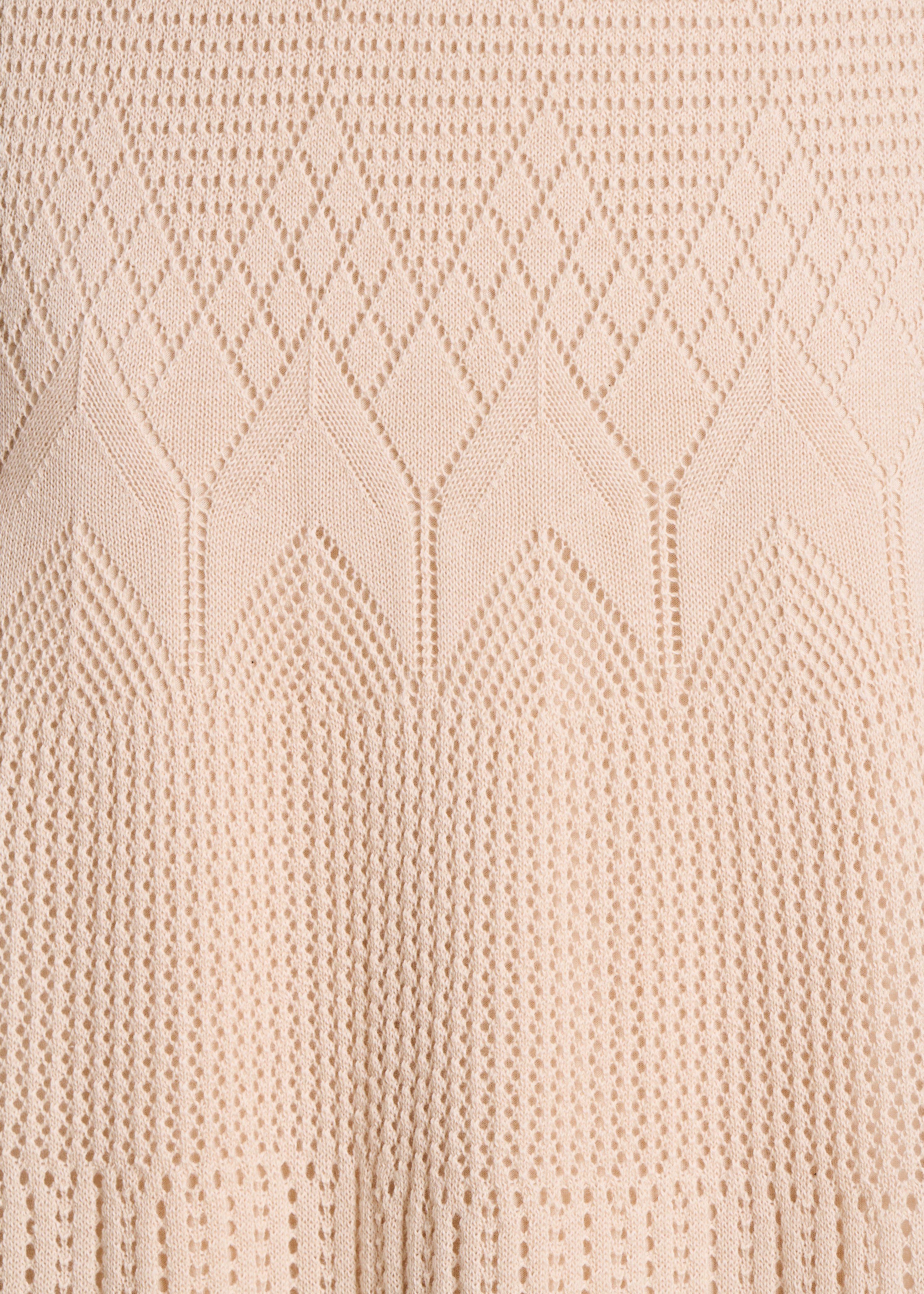 Beige long dress in pointelle knit