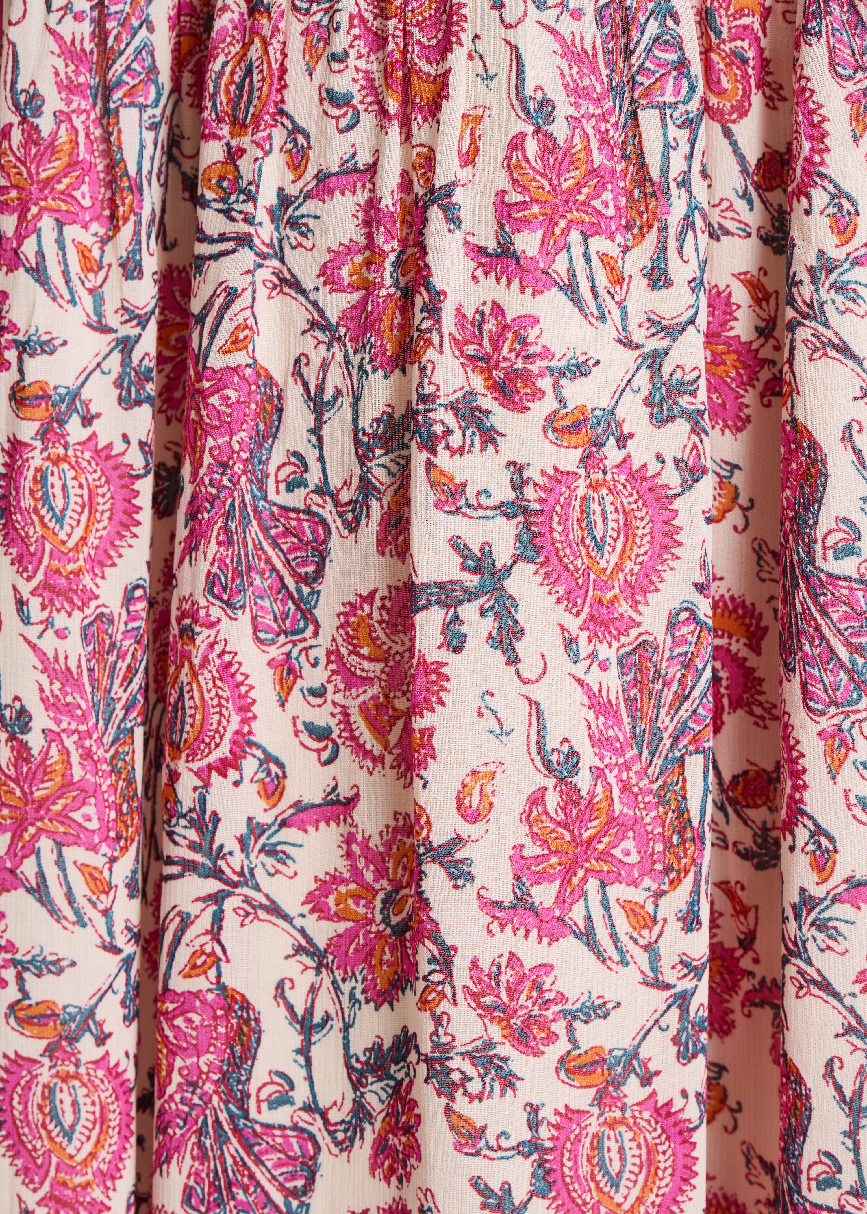 Oversized long pink dress with floral print