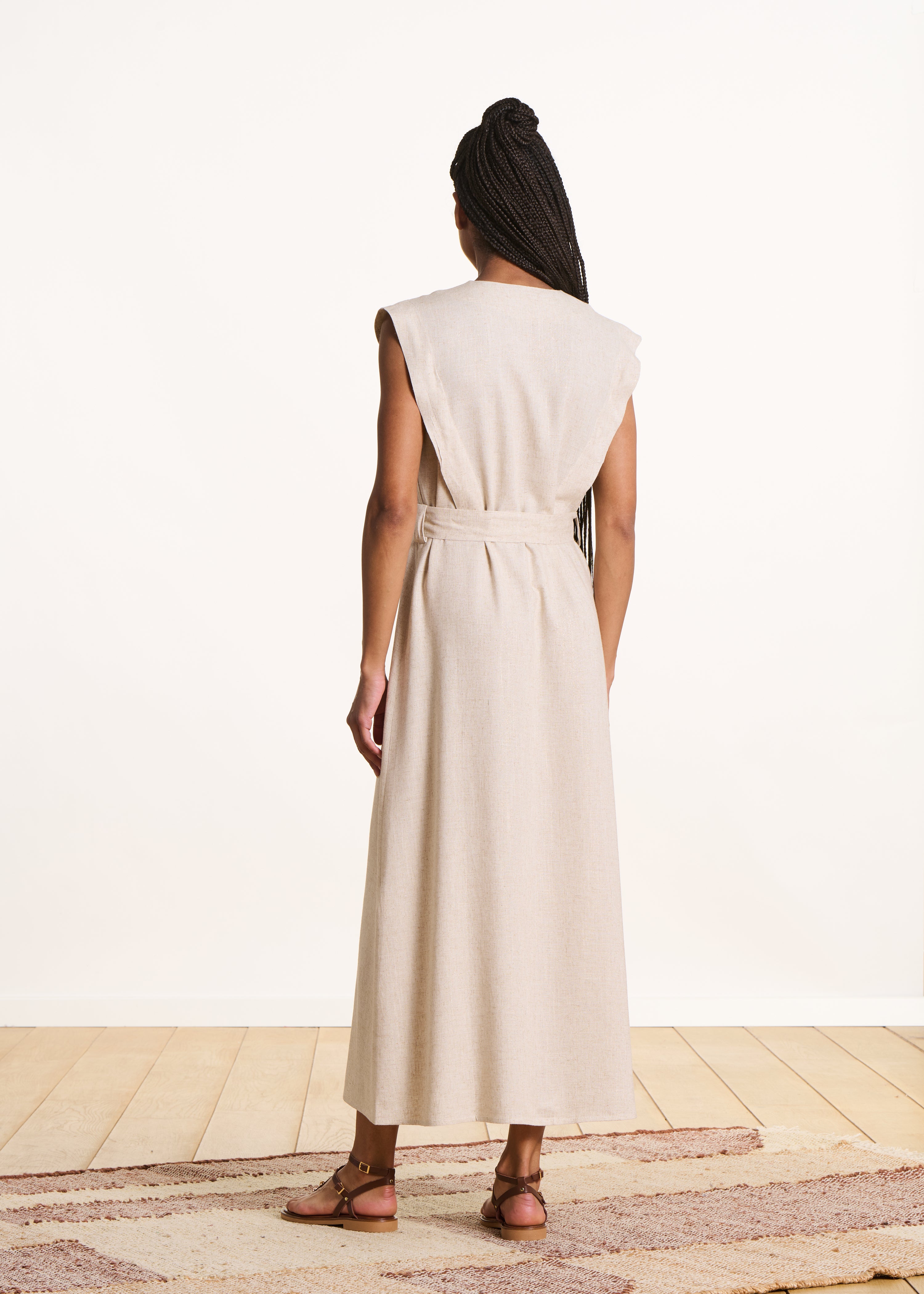 Abito midi beige incrociato