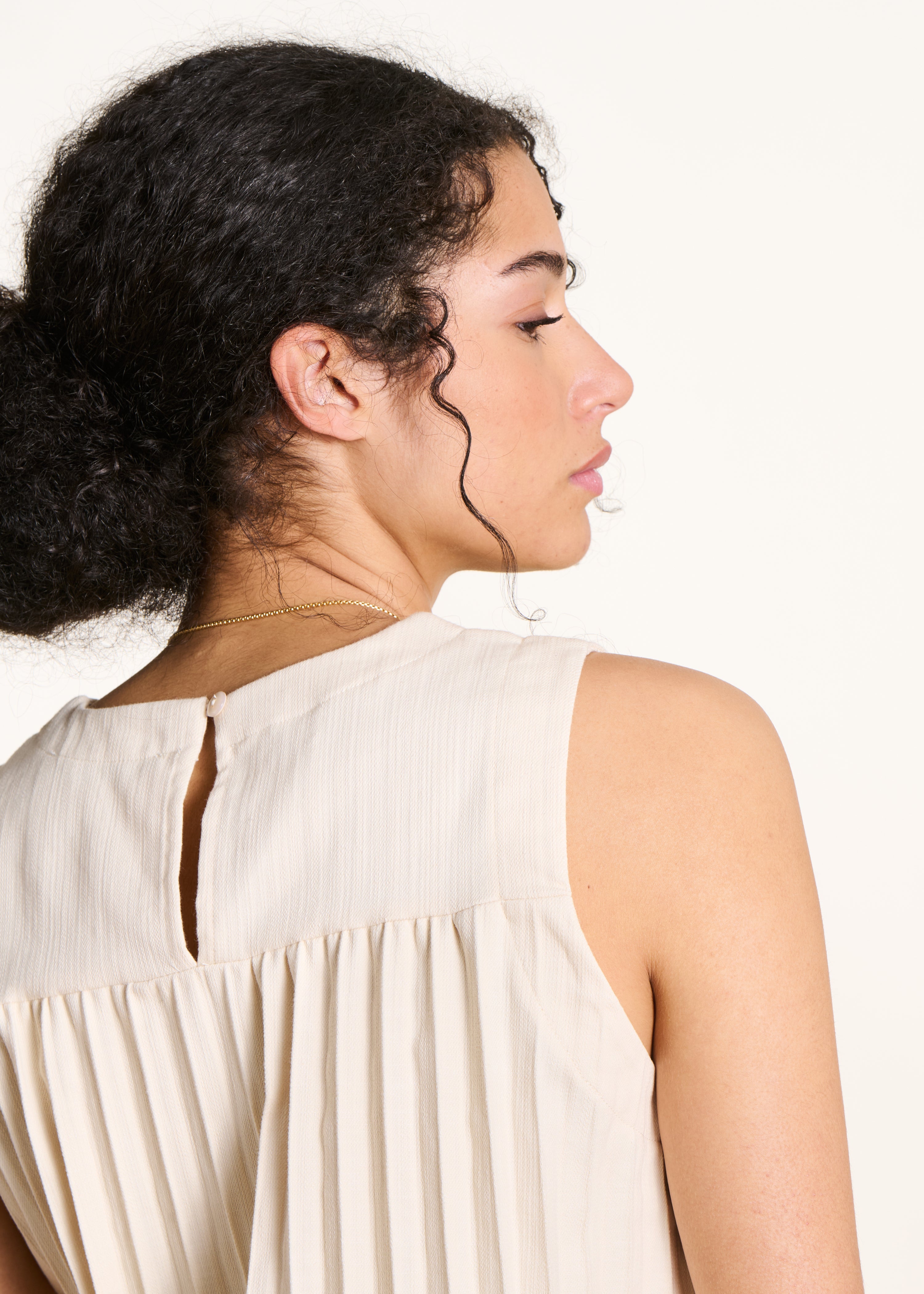 Sleeveless Ecru Denim Top