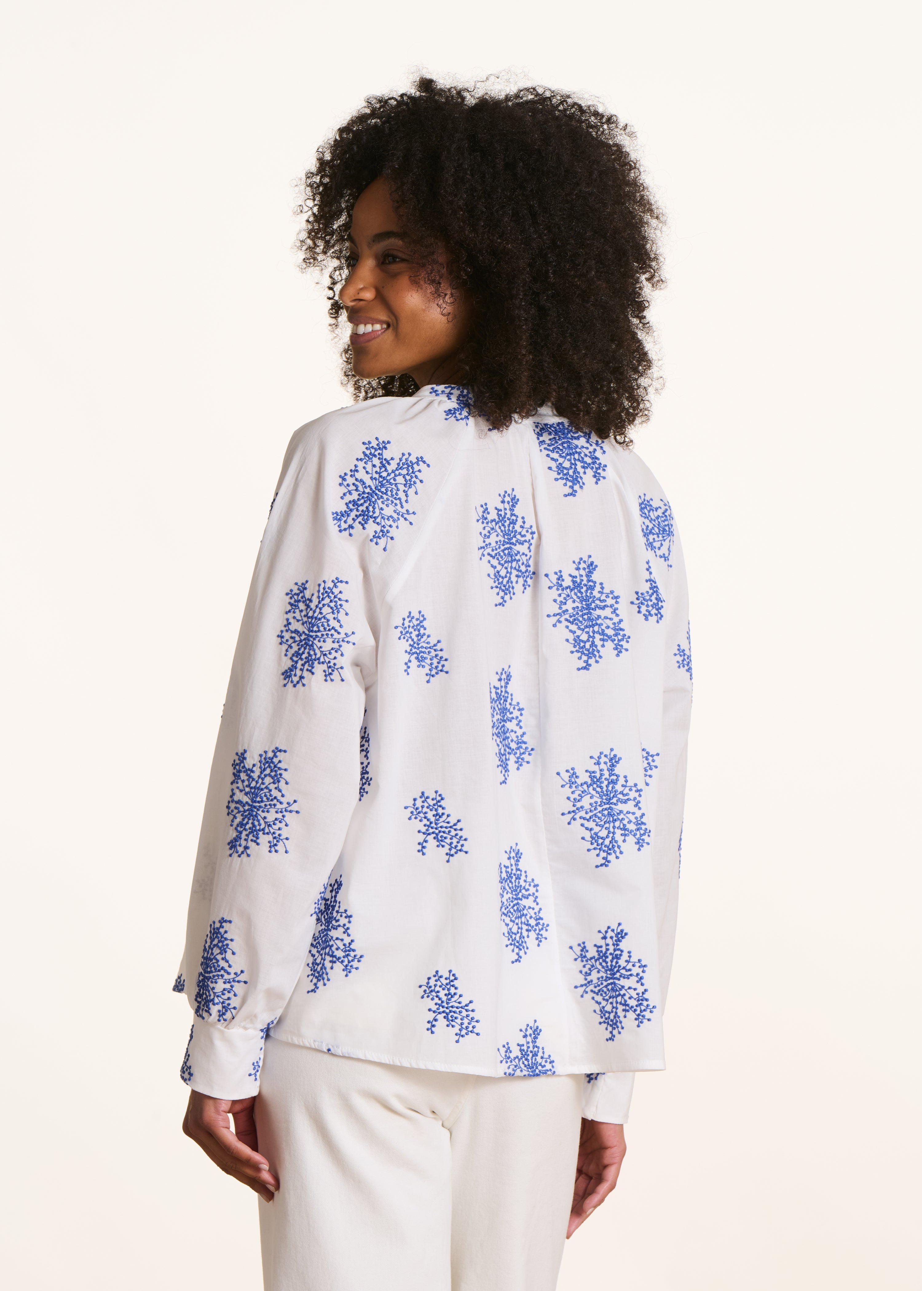 Oversized Ecru Printed Long Sleeve Top