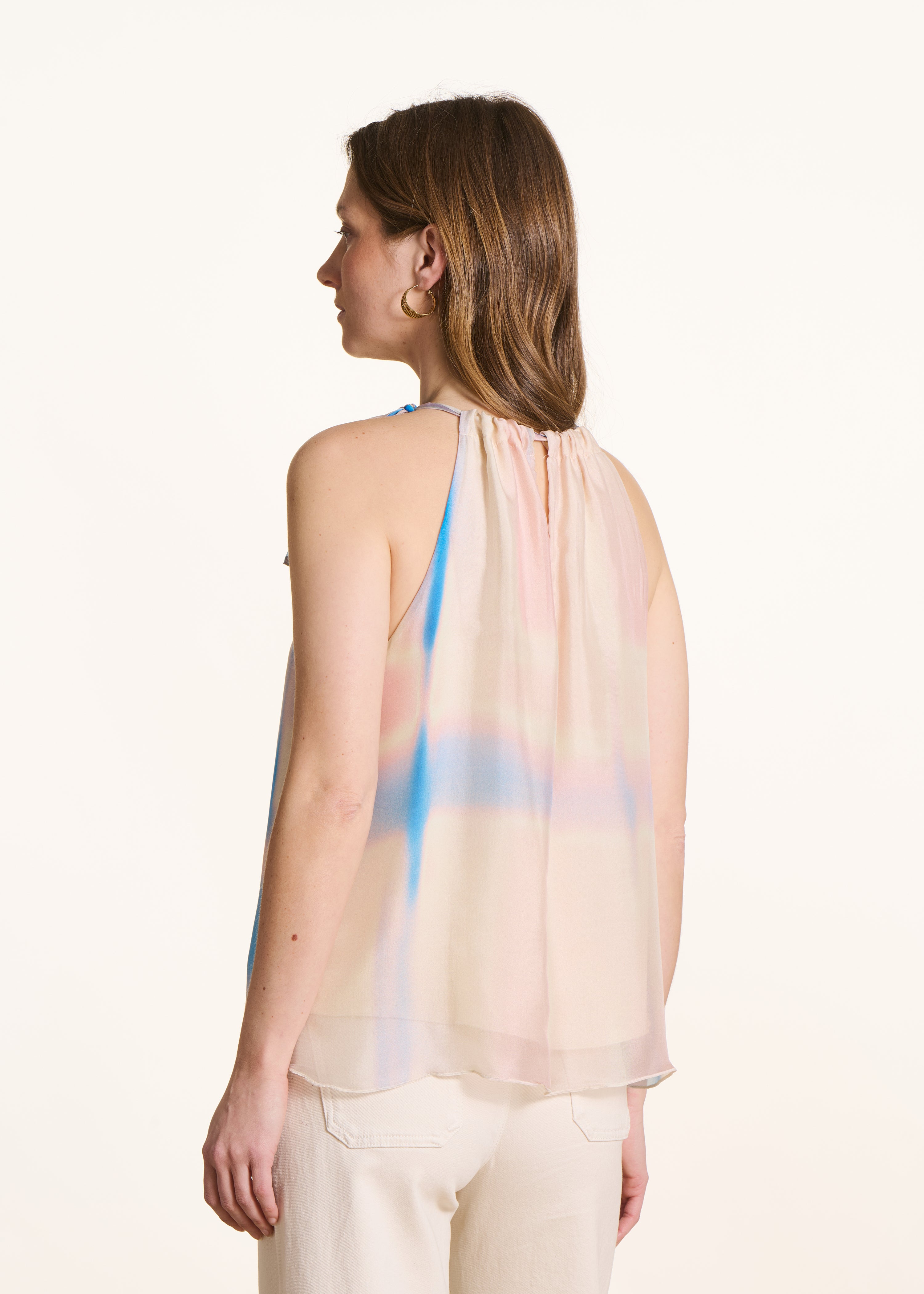 Top amplio rosa estampado tie & dye