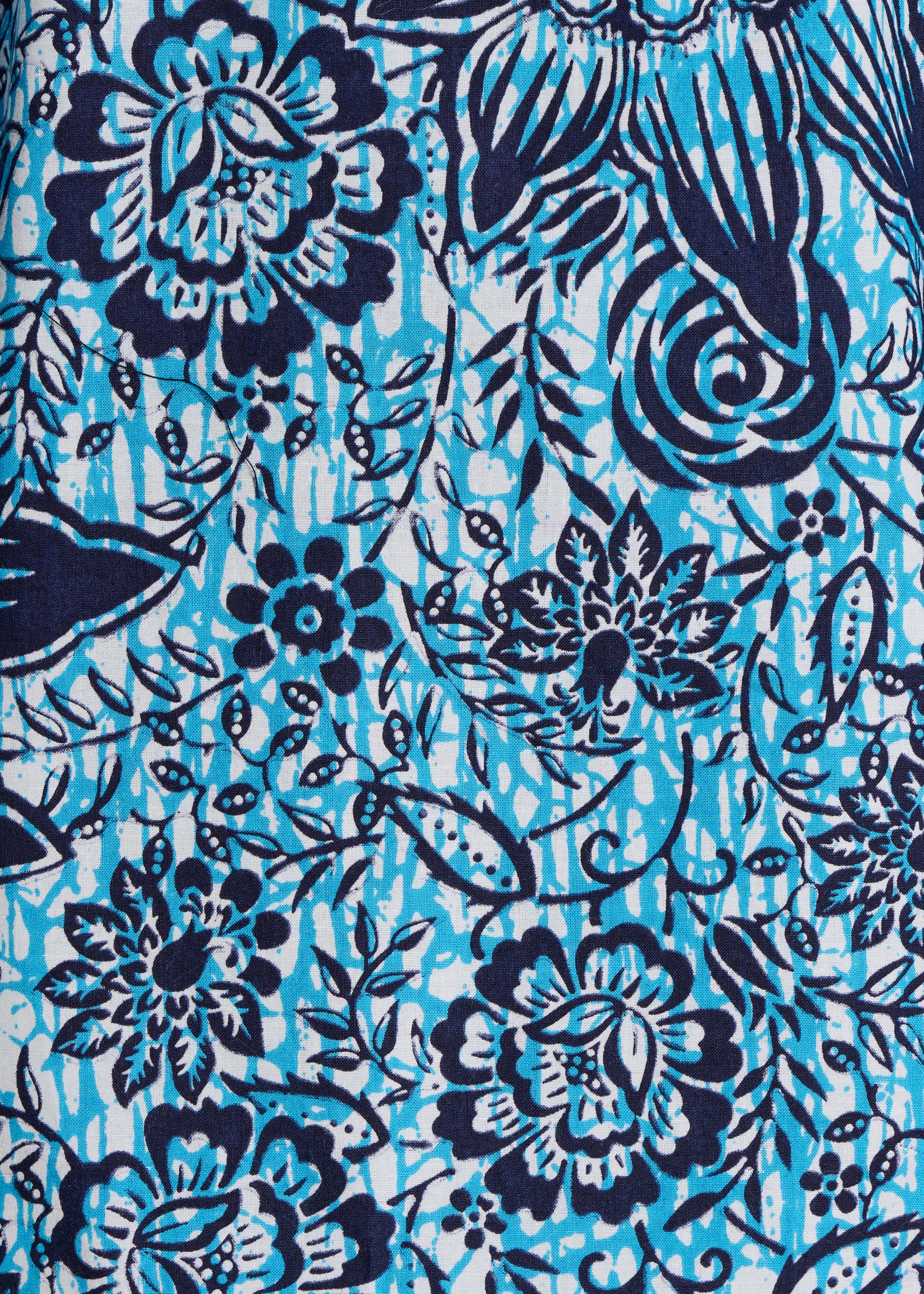 Top bleu en popeline de coton à imprimé floral