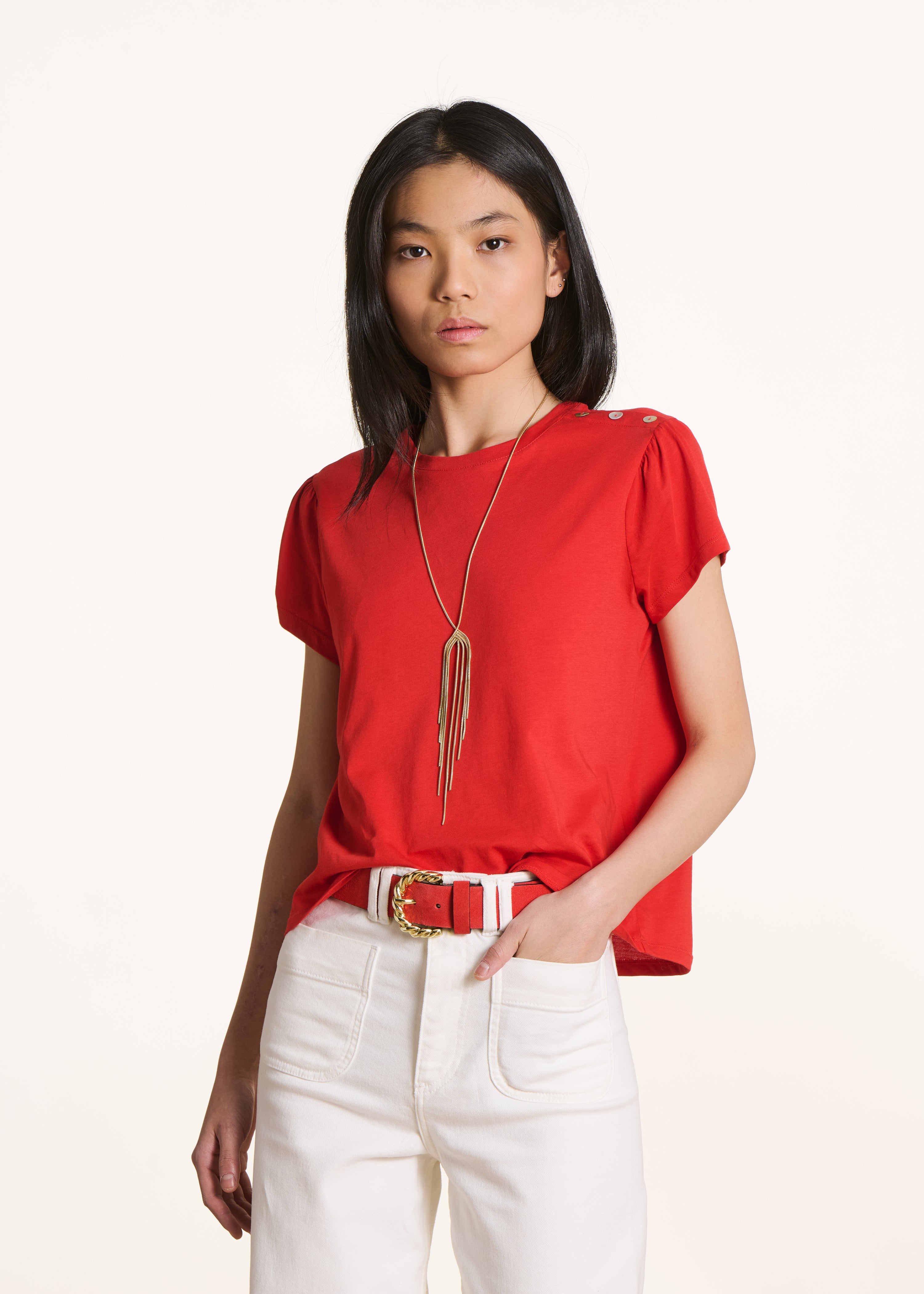 T-shirt rossa maniche corte in cotone biologico