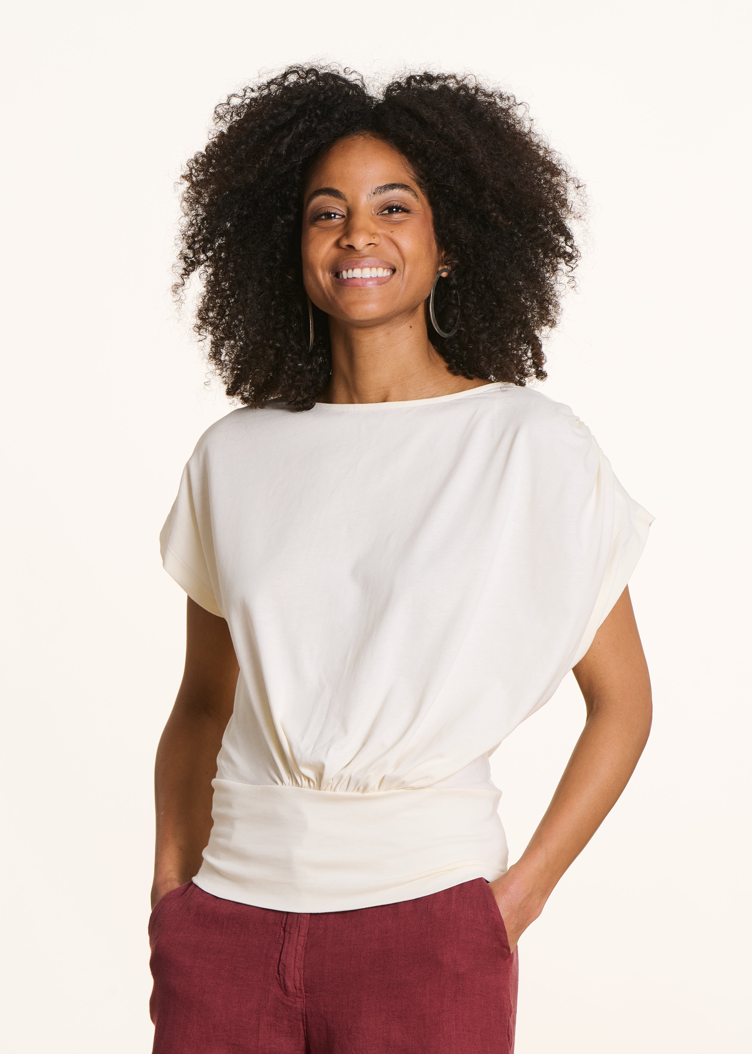 T-shirt écru maniche corte in cotone biologico