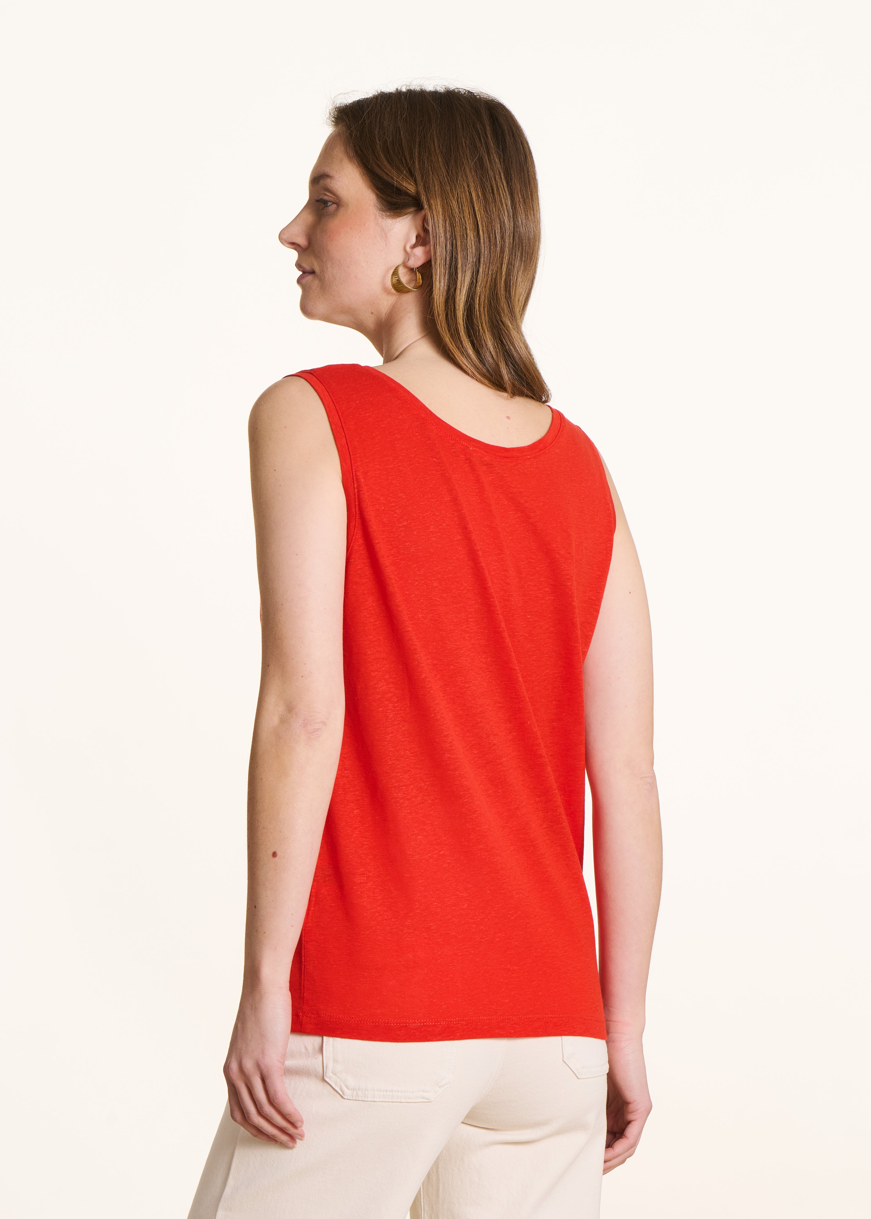 Débardeur orange en jersey lyocell