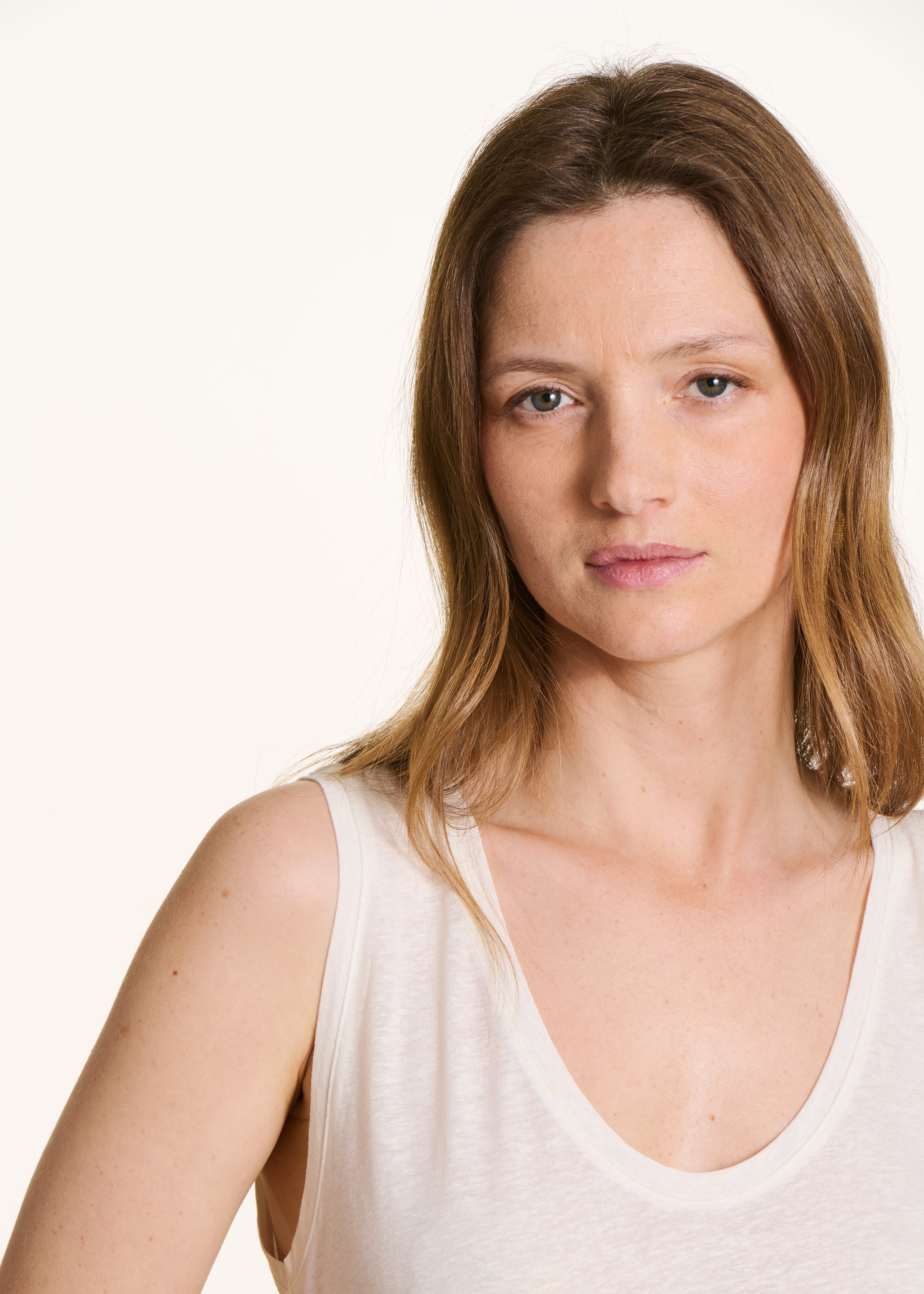 Débardeur écru en jersey lyocell
