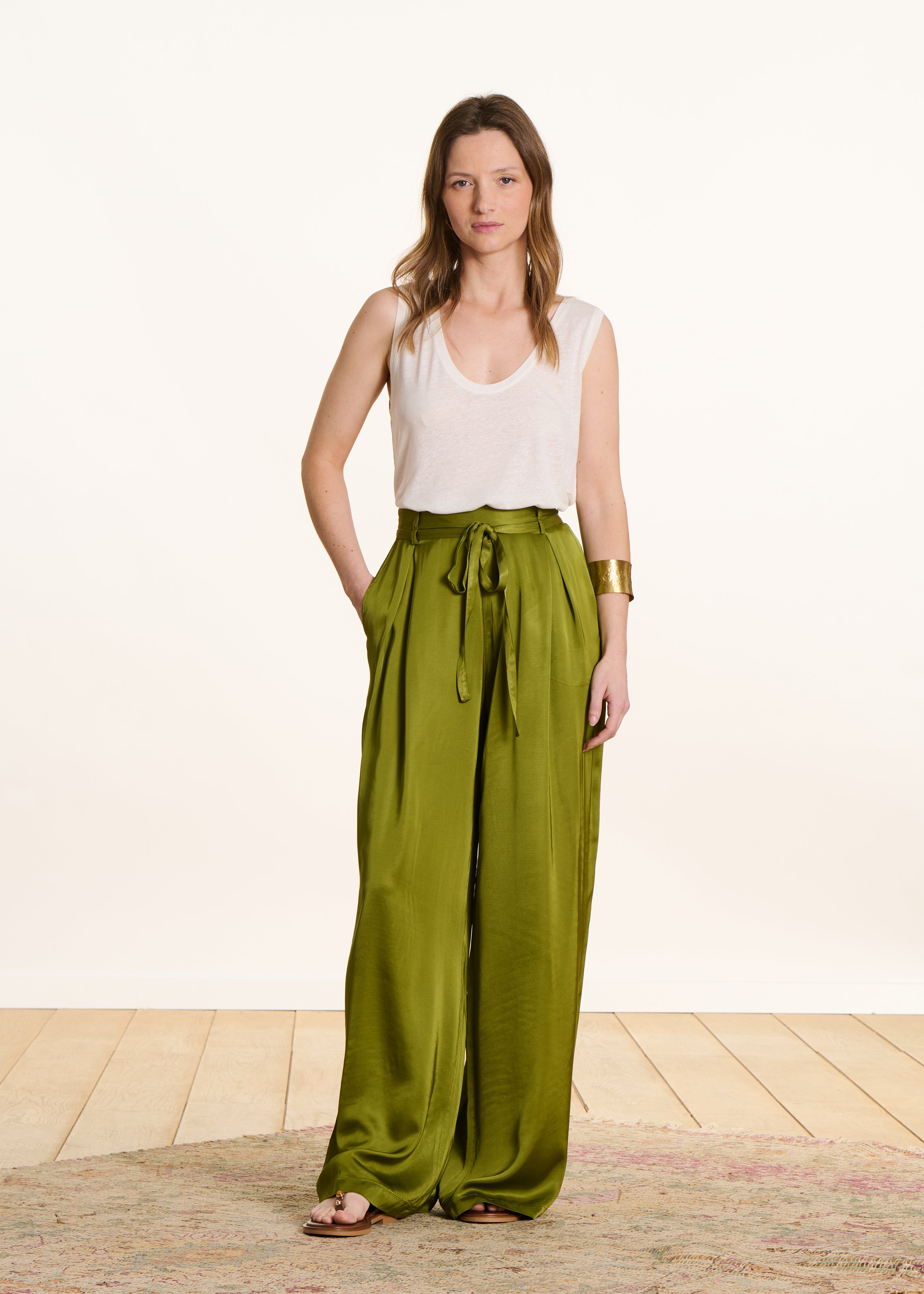 Débardeur écru en jersey lyocell