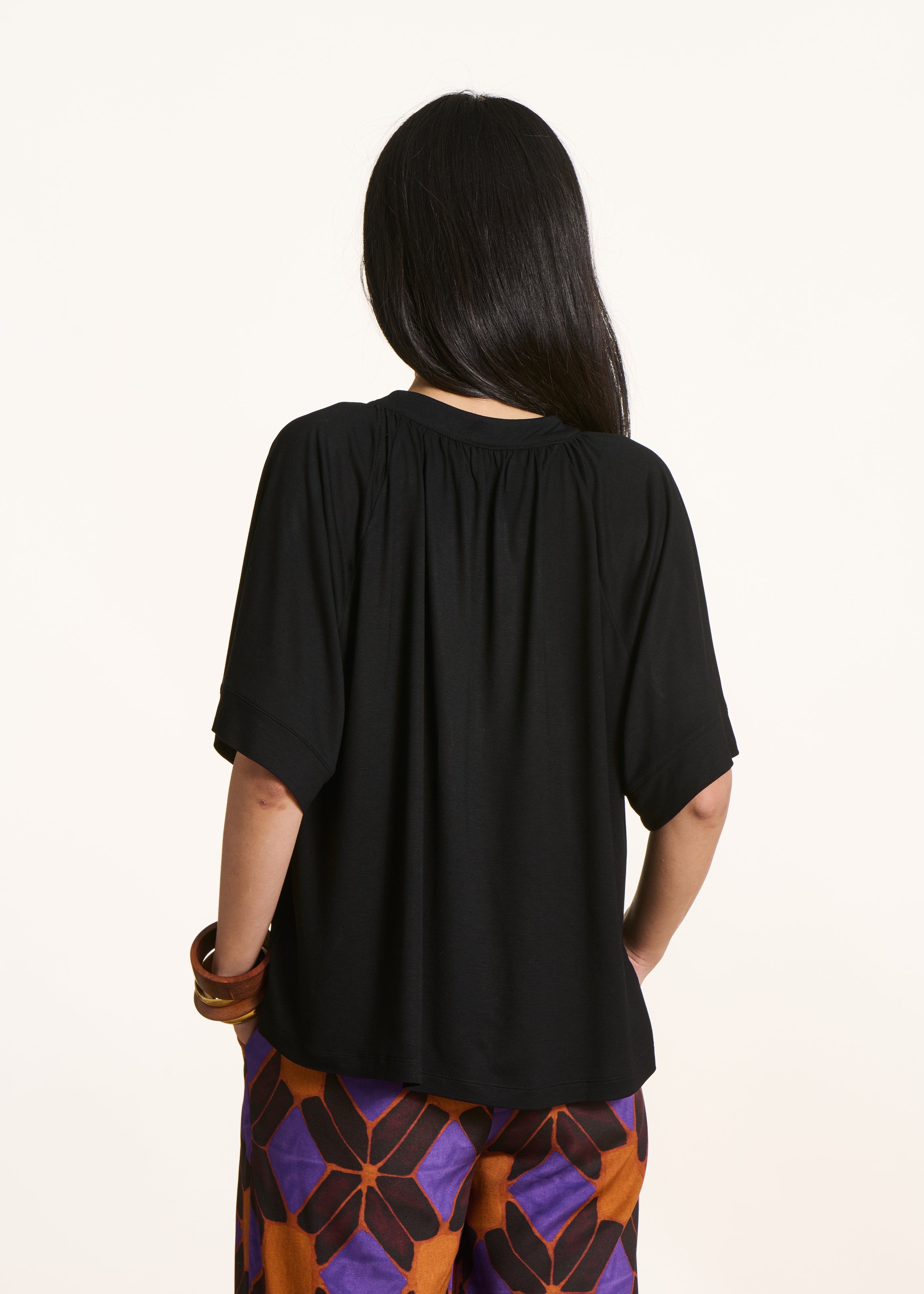 T-shirt ample noir manches courtes