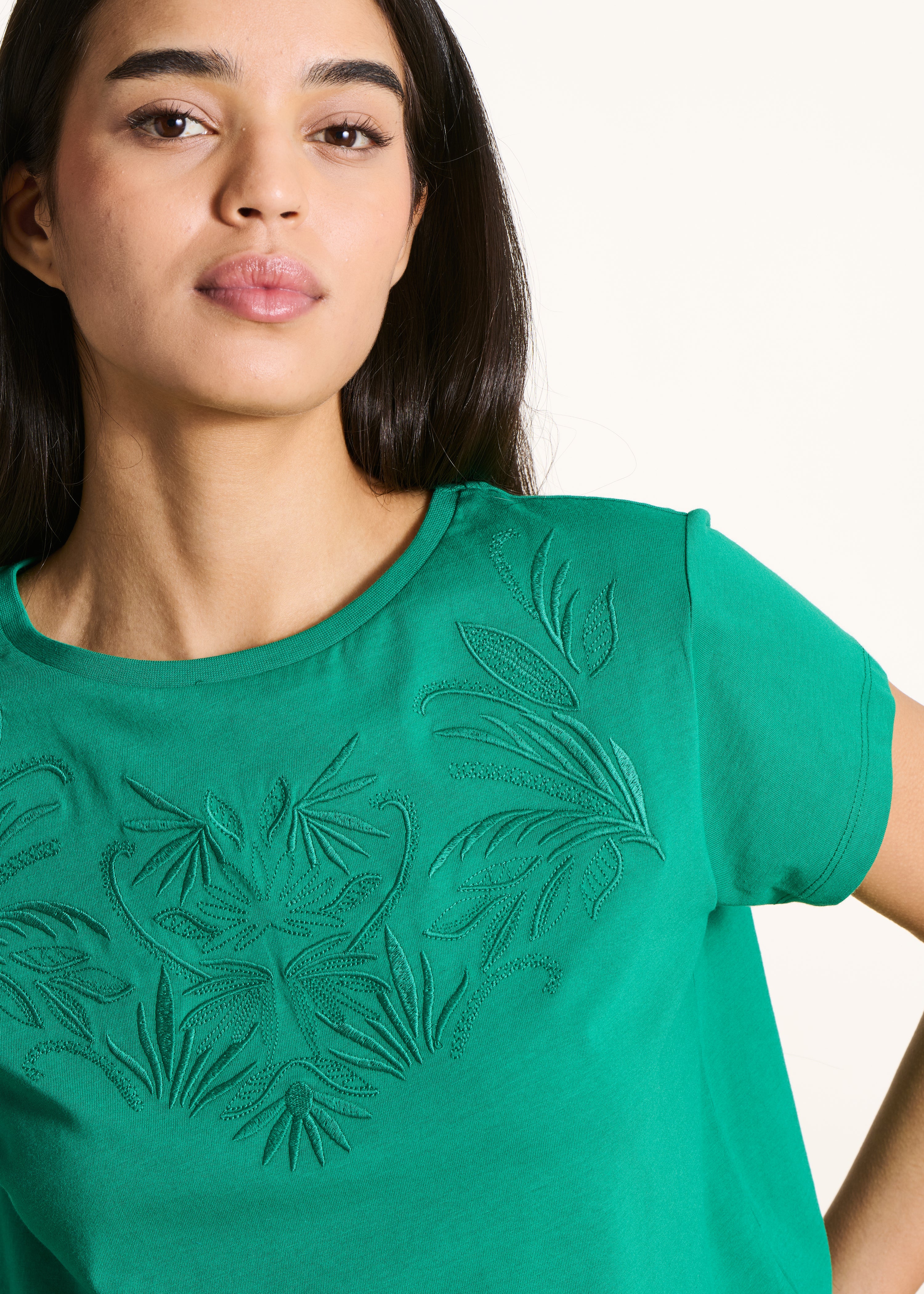 T-shirt oversize vert en coton biologique manches courtes