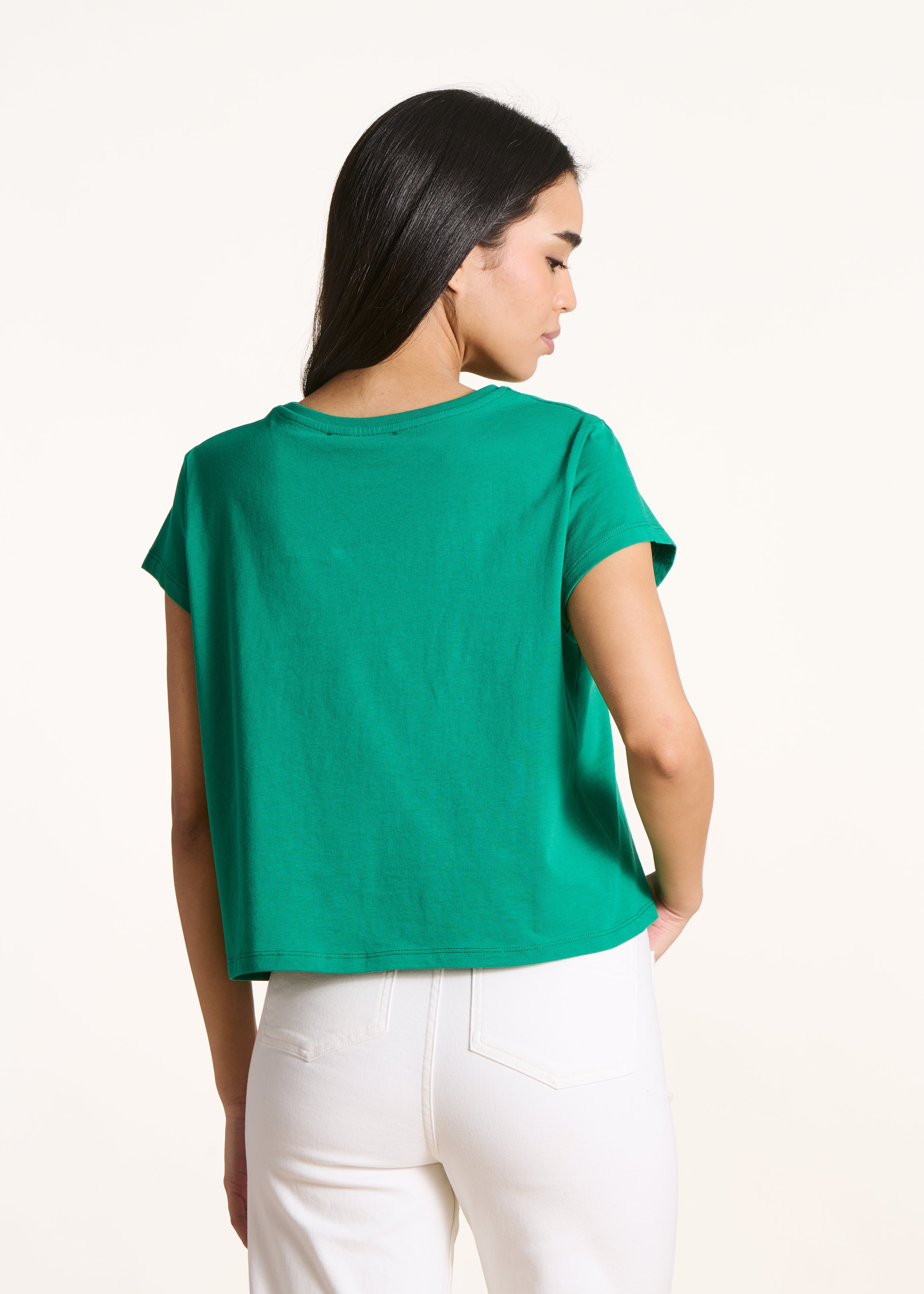T-shirt oversize vert en coton biologique manches courtes