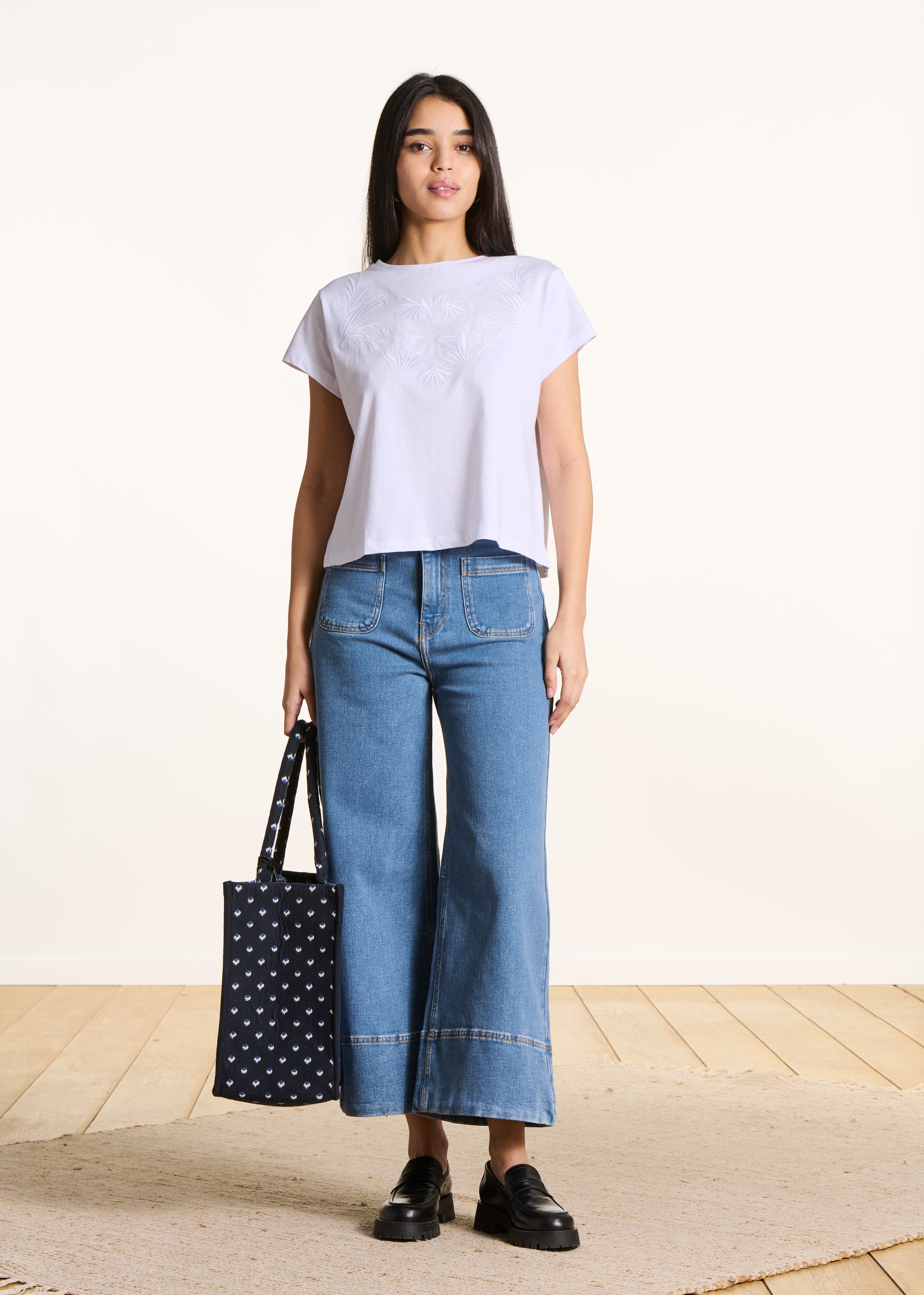 T-shirt oversize blanc en coton biologique manches courtes