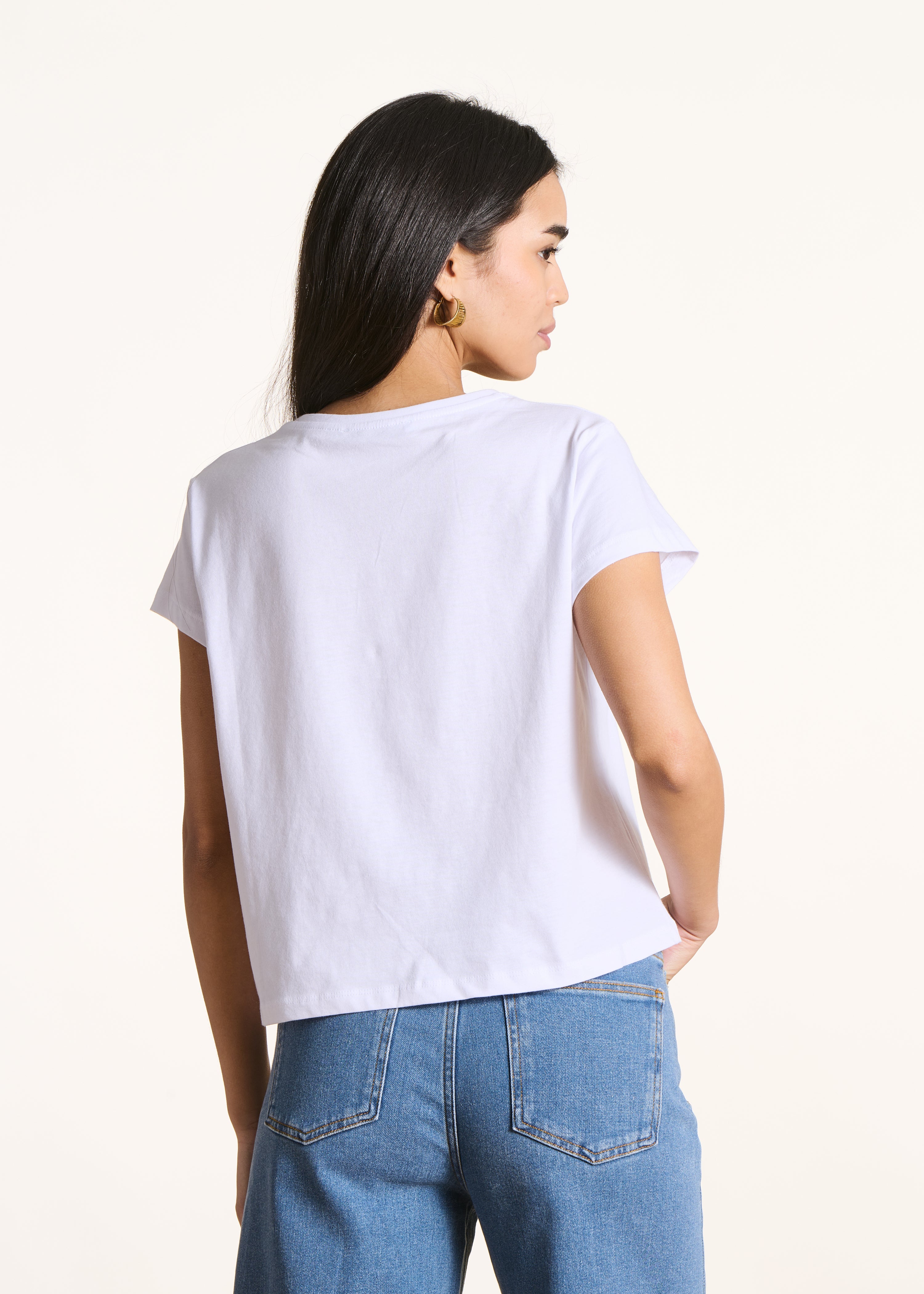 T-shirt oversize blanc en coton biologique manches courtes