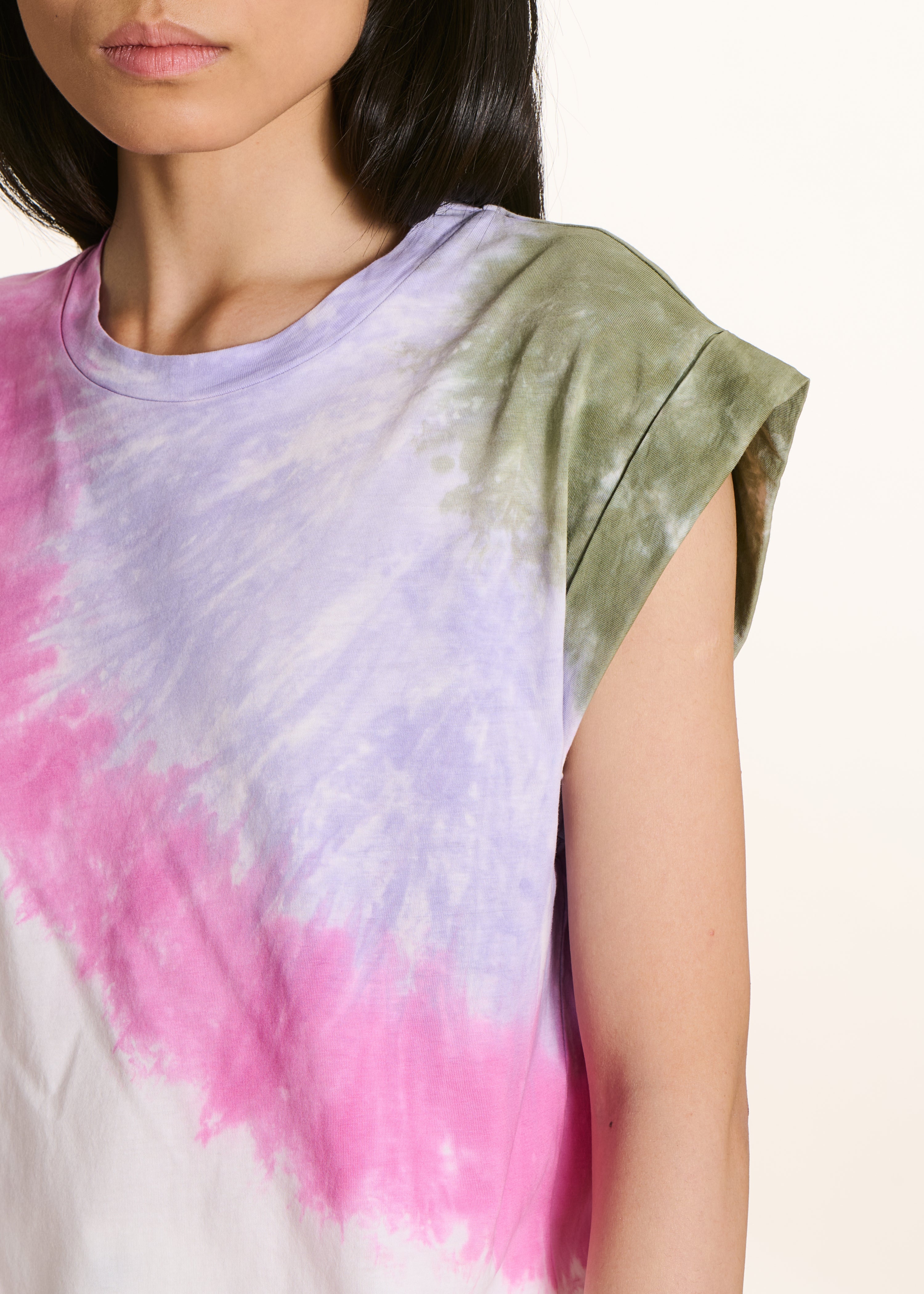 T-shirt van katoen in recht model fuchsia roze