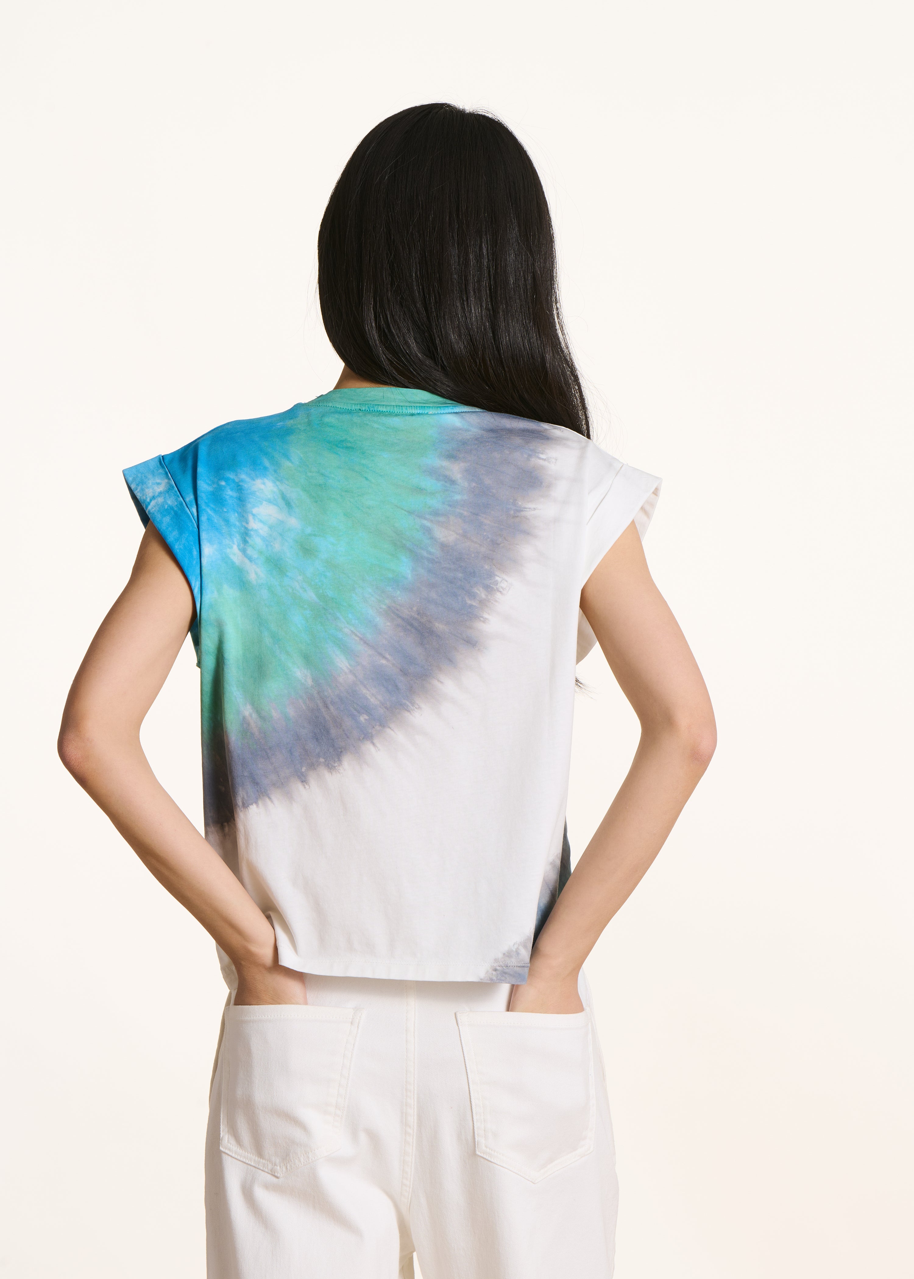 T-shirt van katoen, rechte snit, blauw