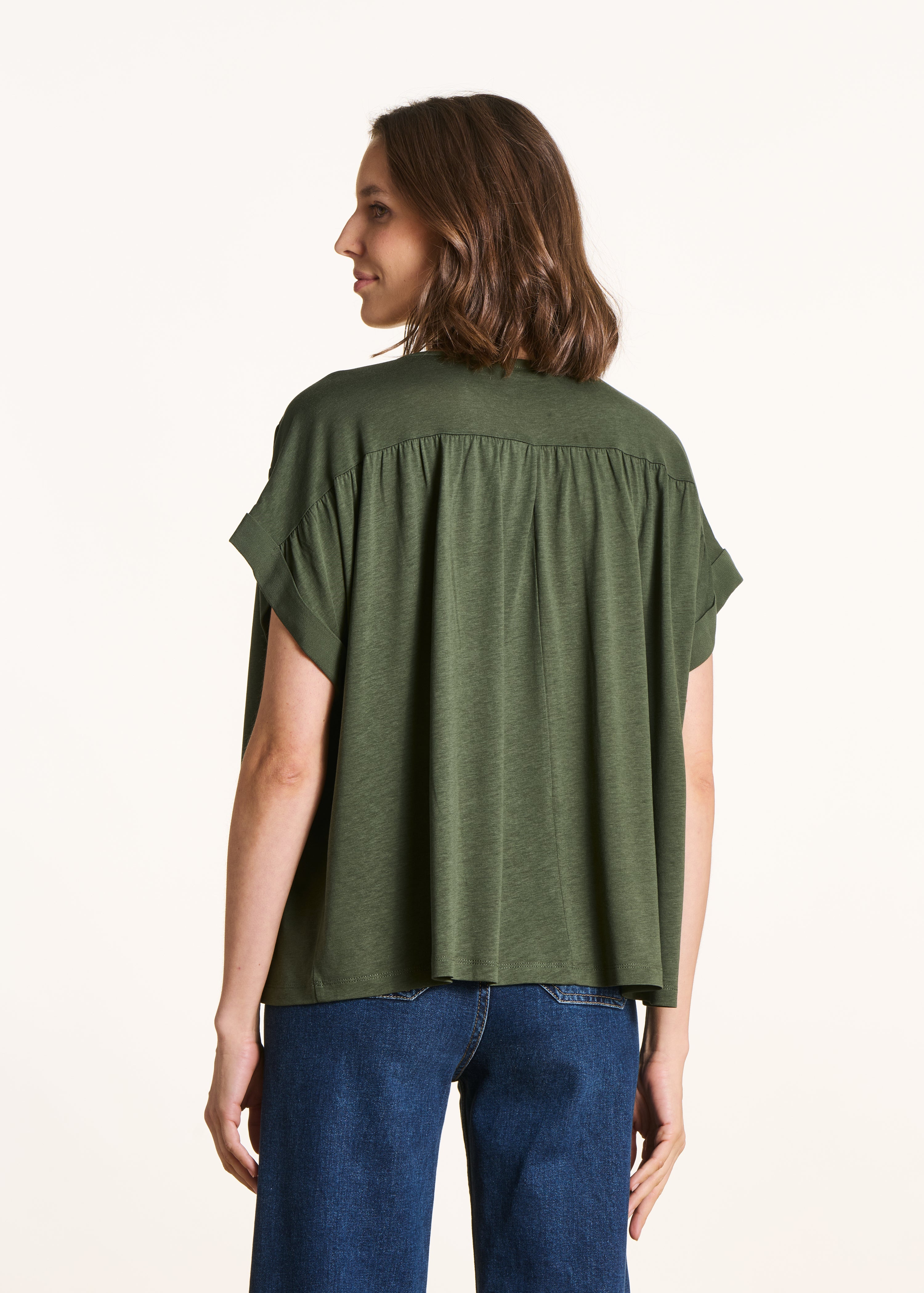 T-shirt kaki ample manches courtes