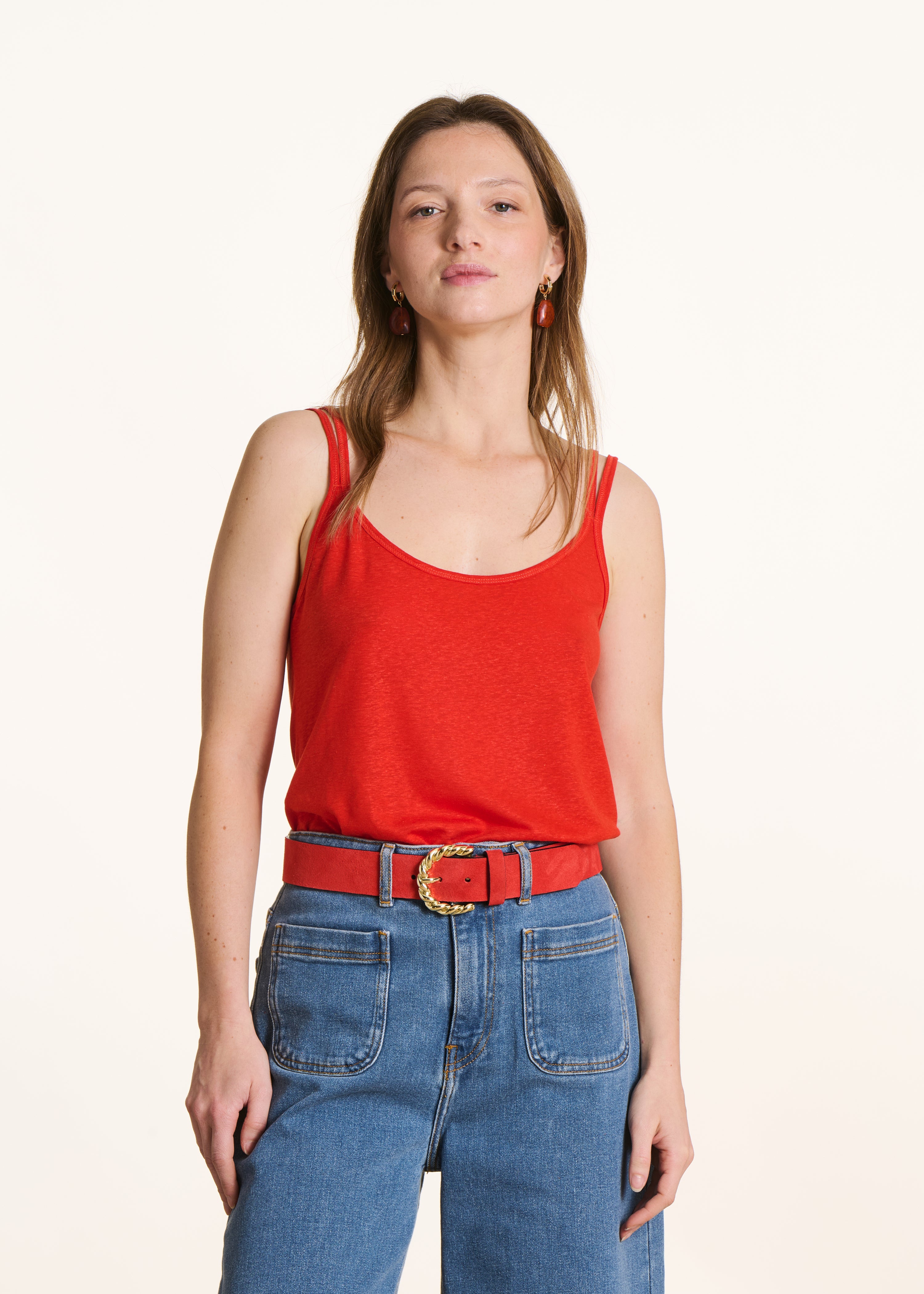 Roze linnen jersey topje