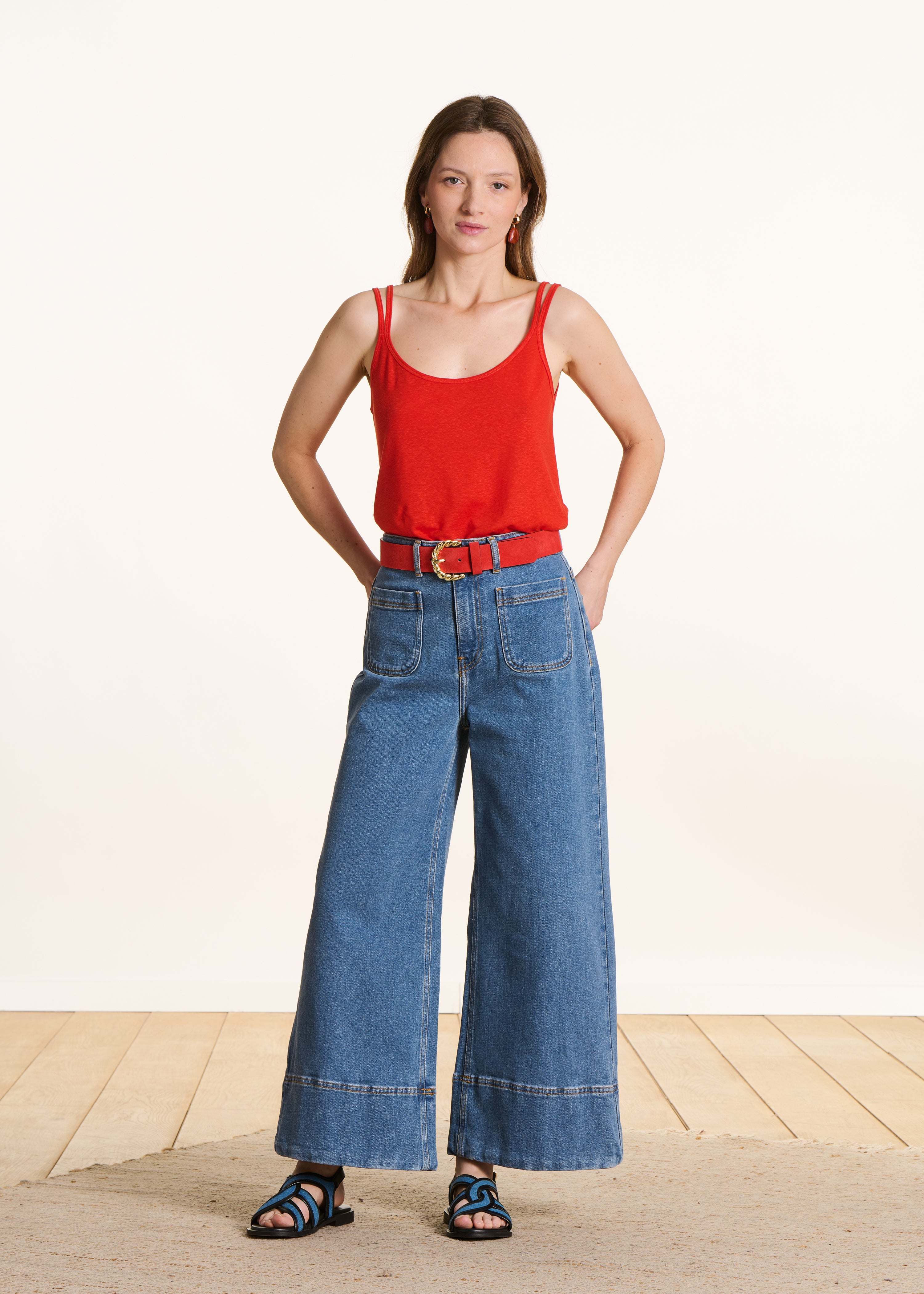 Roze linnen jersey topje