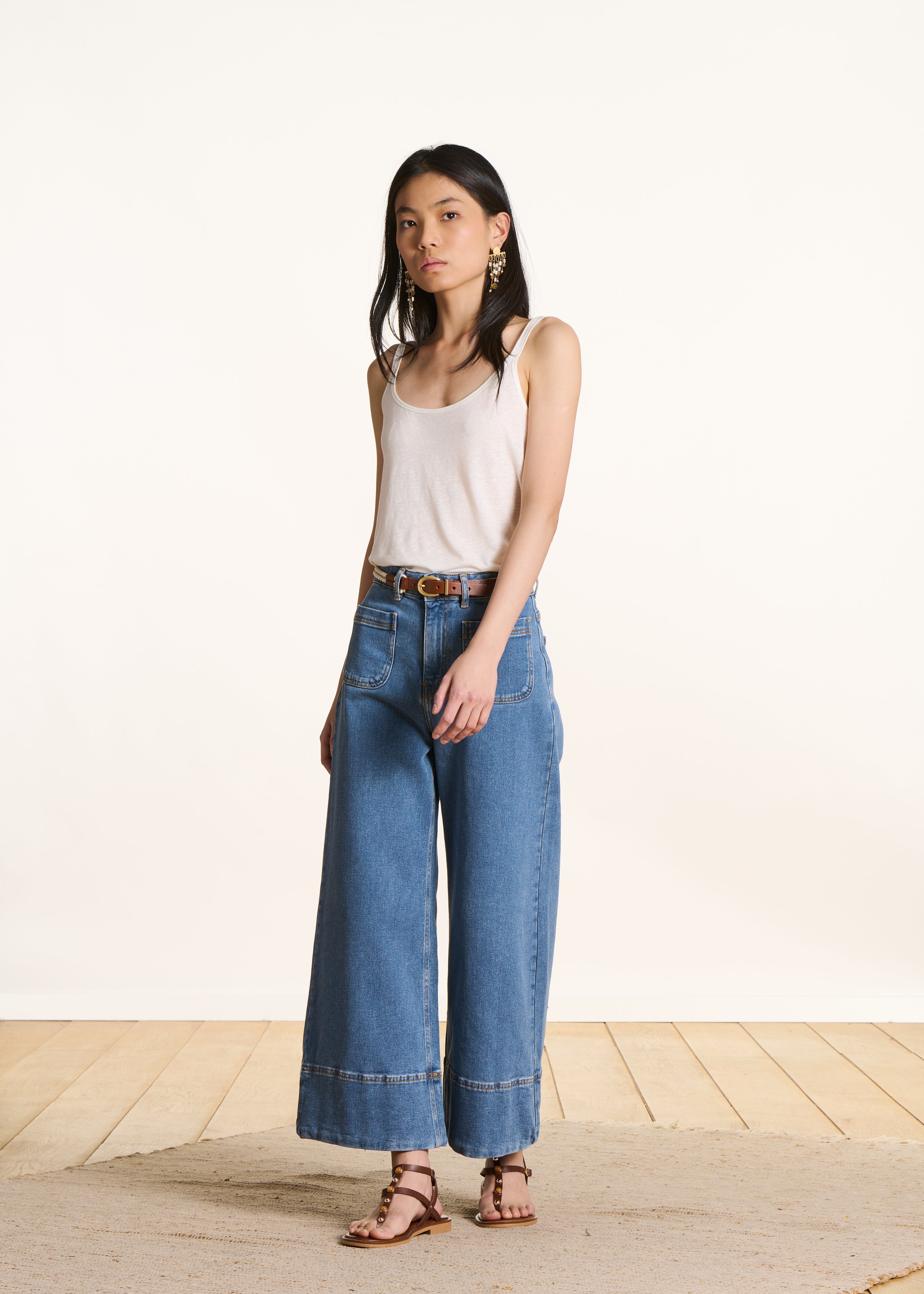 Ecru linnen jersey topje