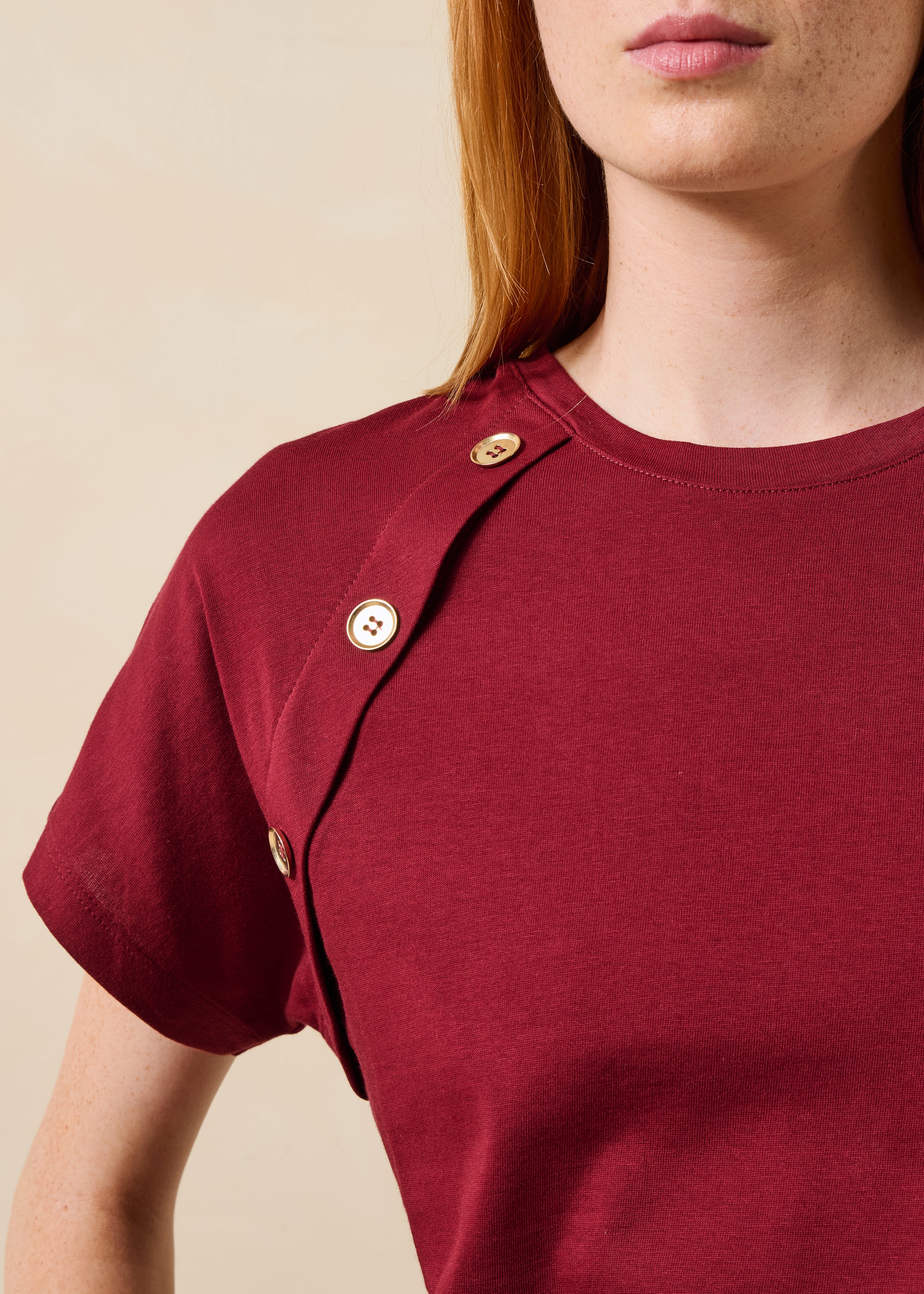 T-shirt bordeaux manches courtes en coton biologique
