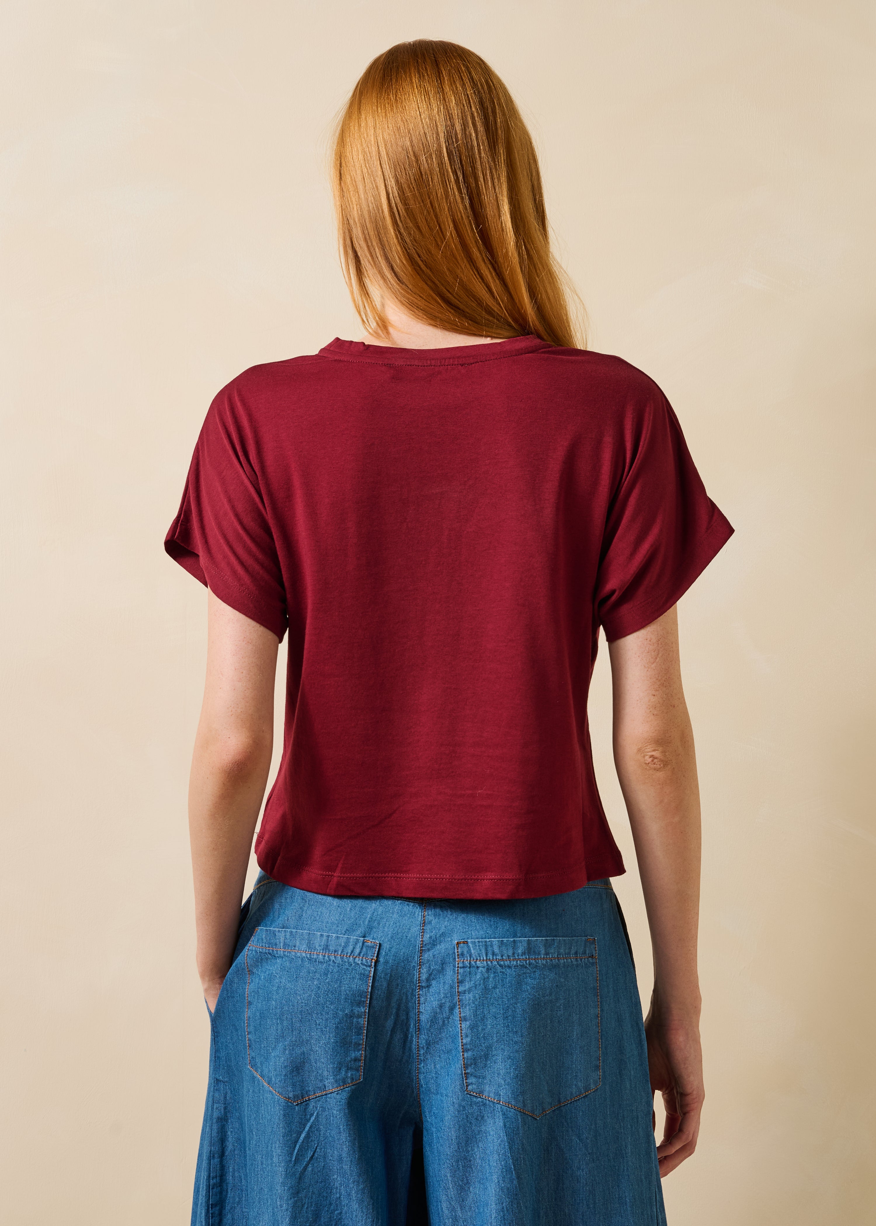 T-shirt bordeaux manches courtes en coton biologique