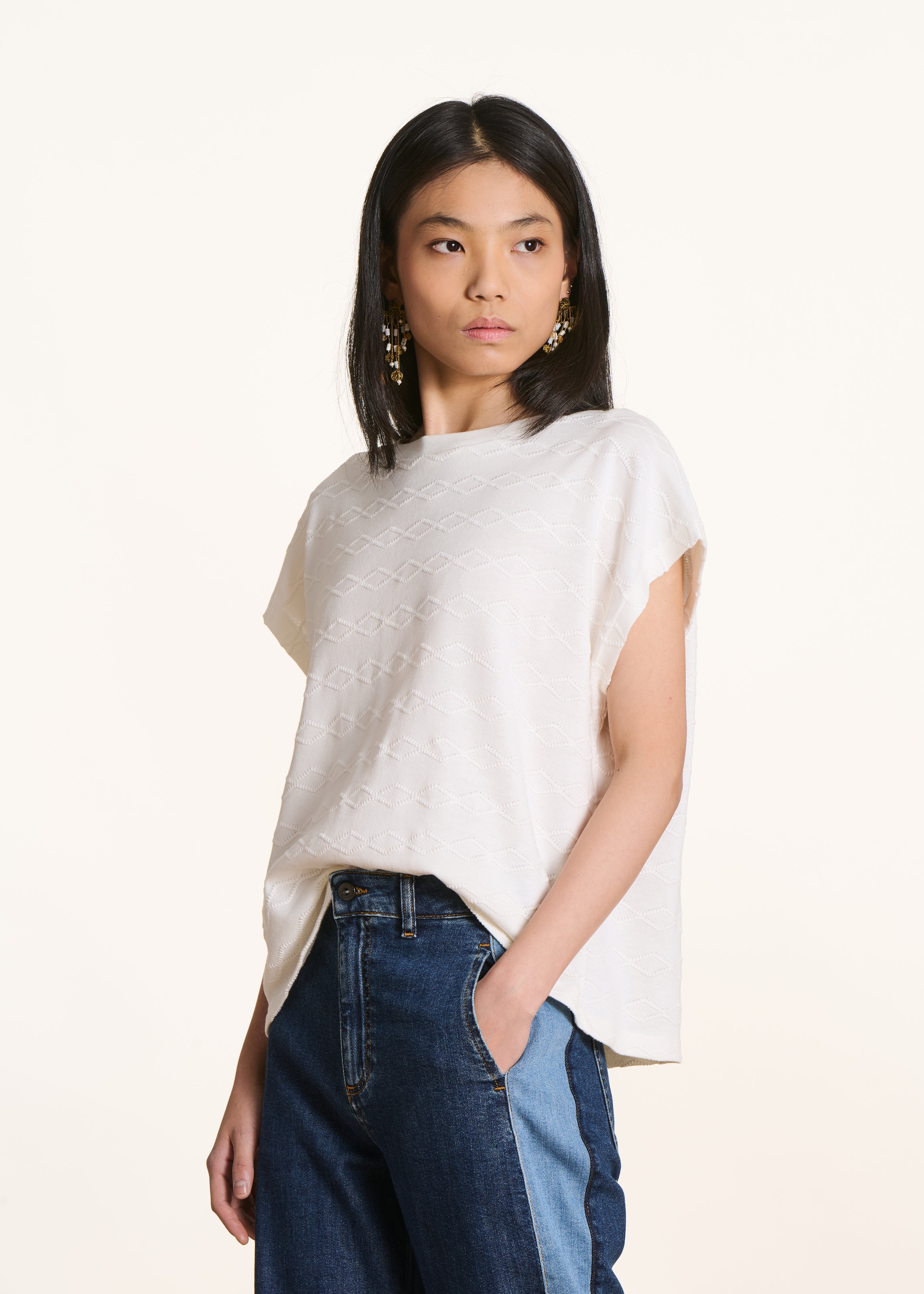 T-shirt oversize bianco maniche corte in cotone biologico