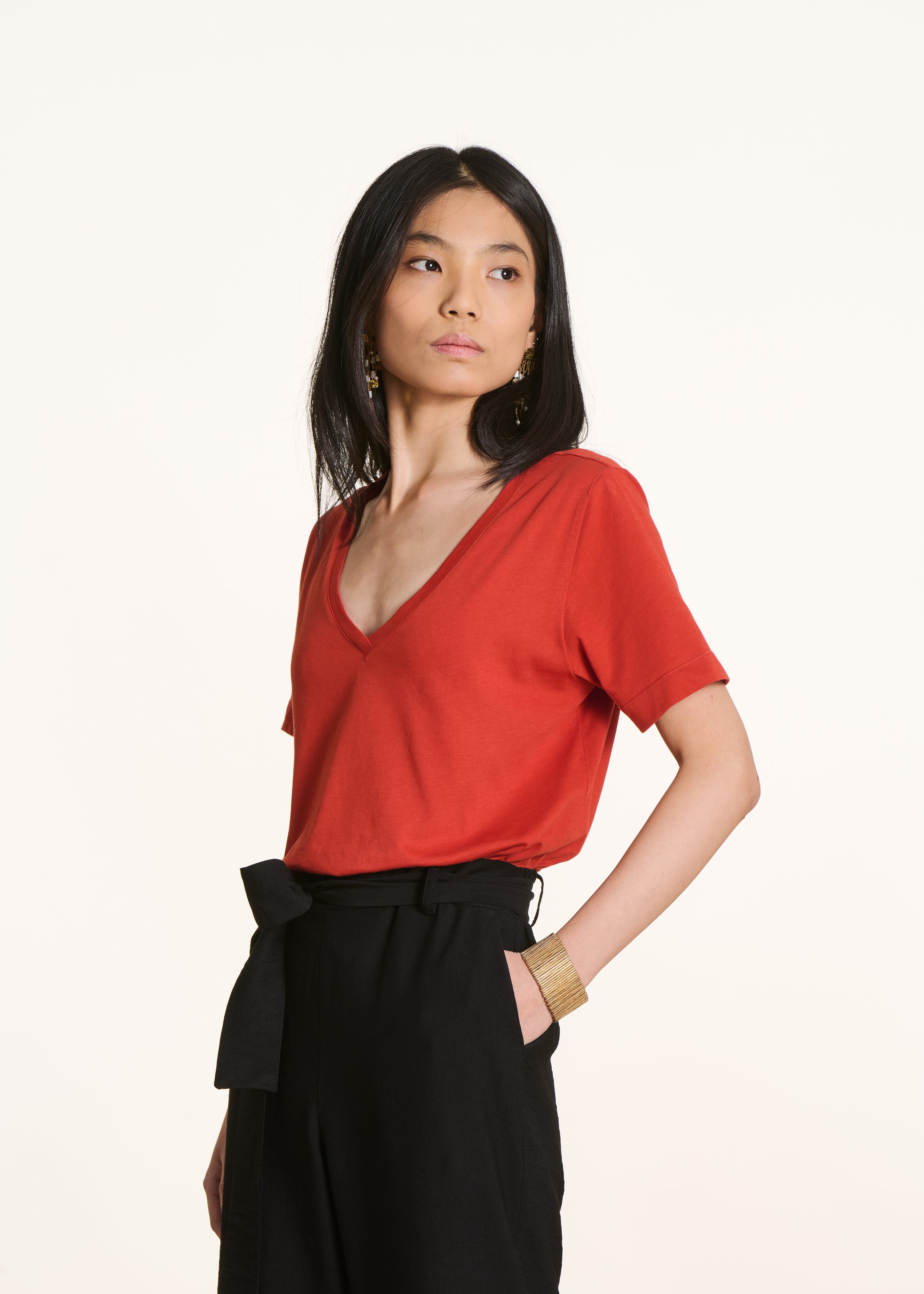 T-shirt oversize rouge manches courtes