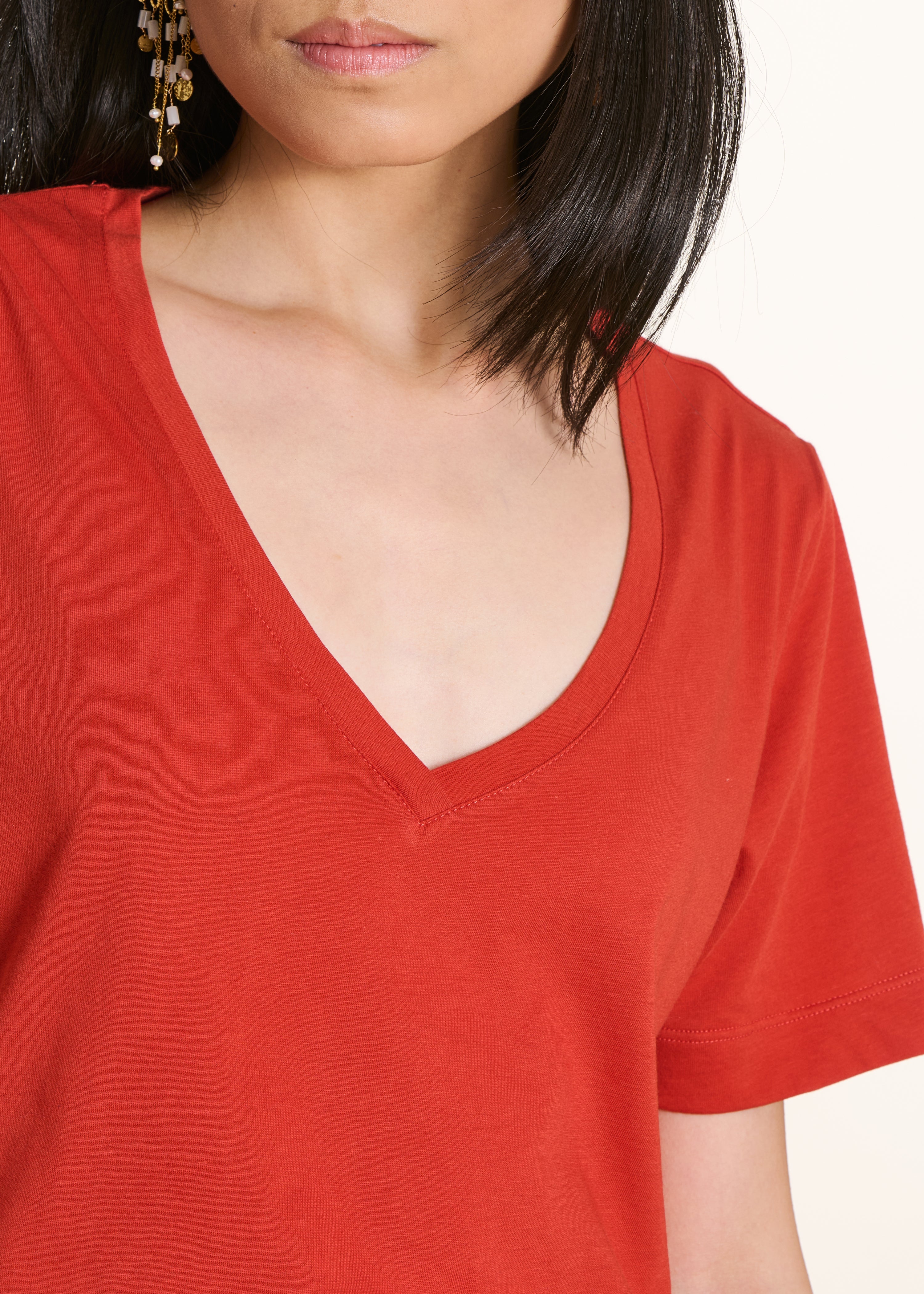 T-shirt oversize rouge manches courtes