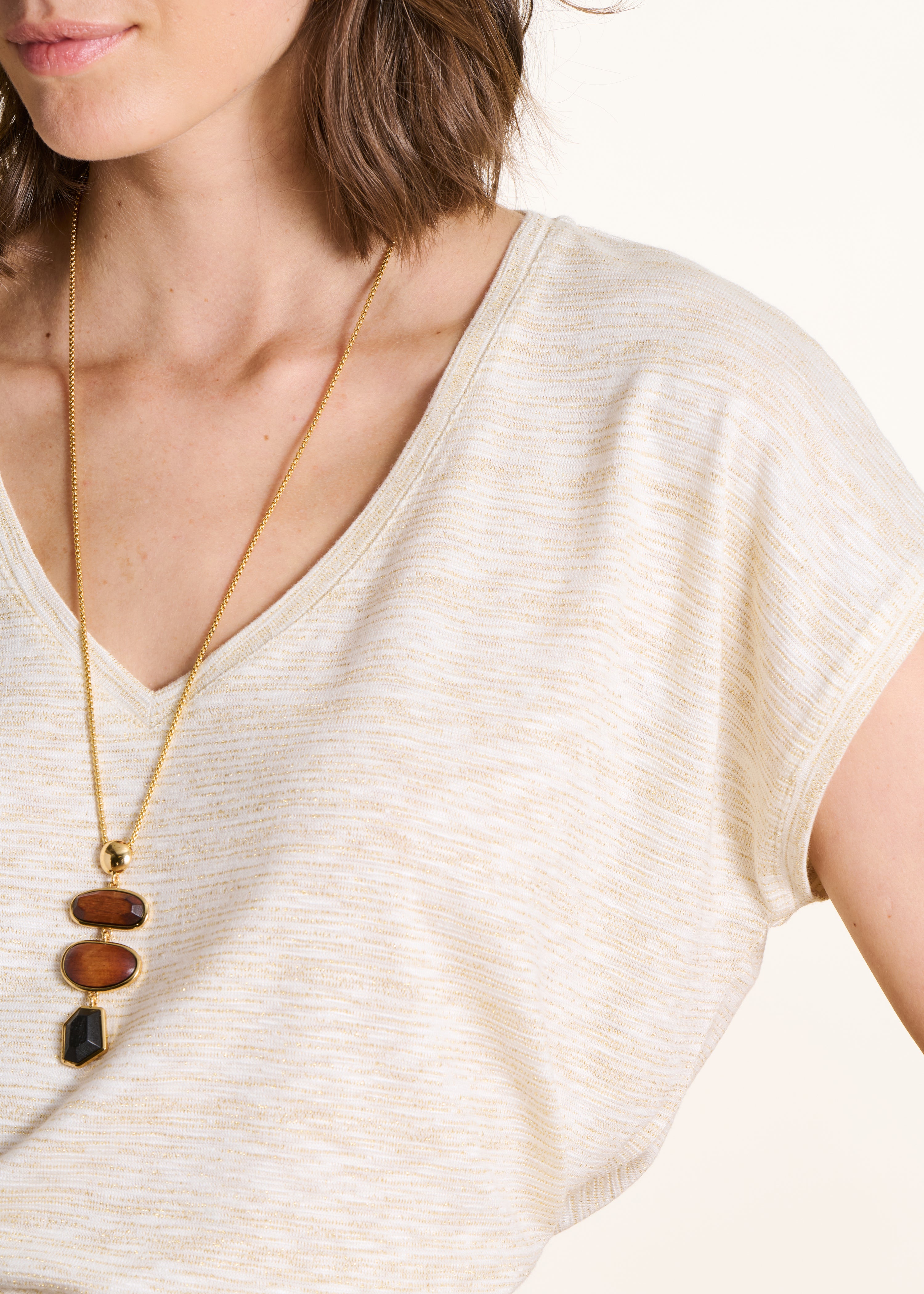 T-shirt écru fluide manches courtes