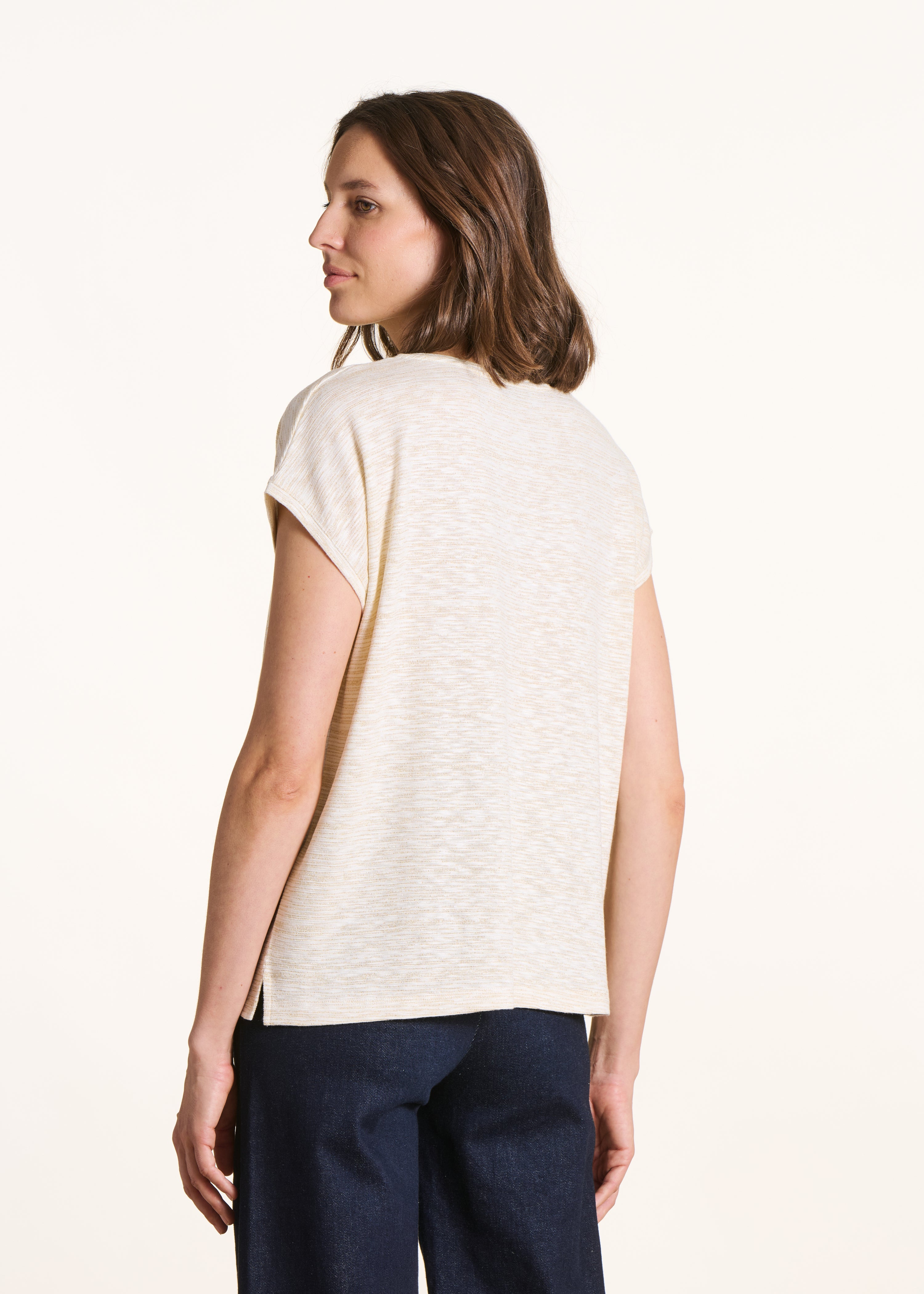 T-shirt écru fluide manches courtes