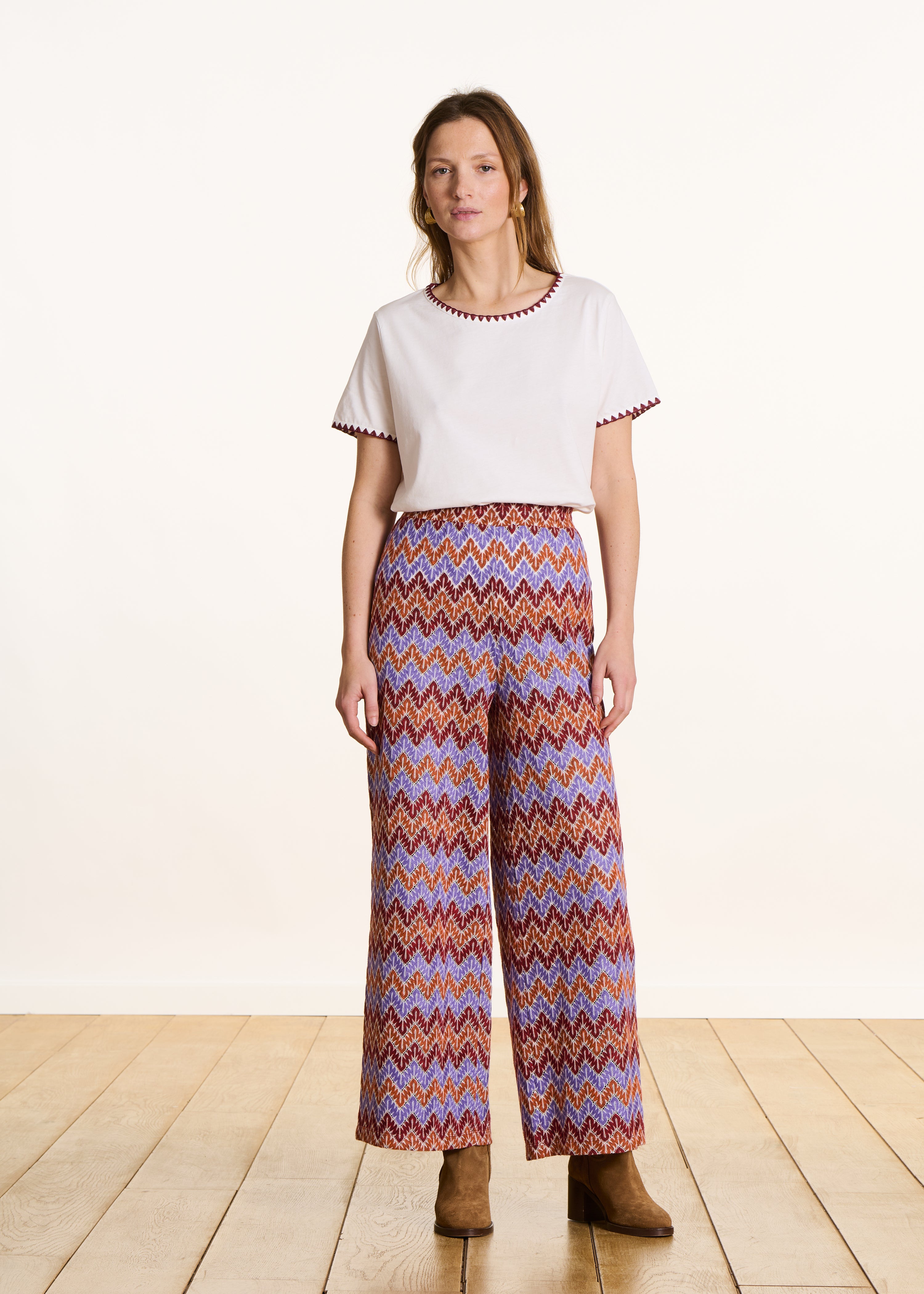 T-shirt van biologische katoen écru korte mouwen