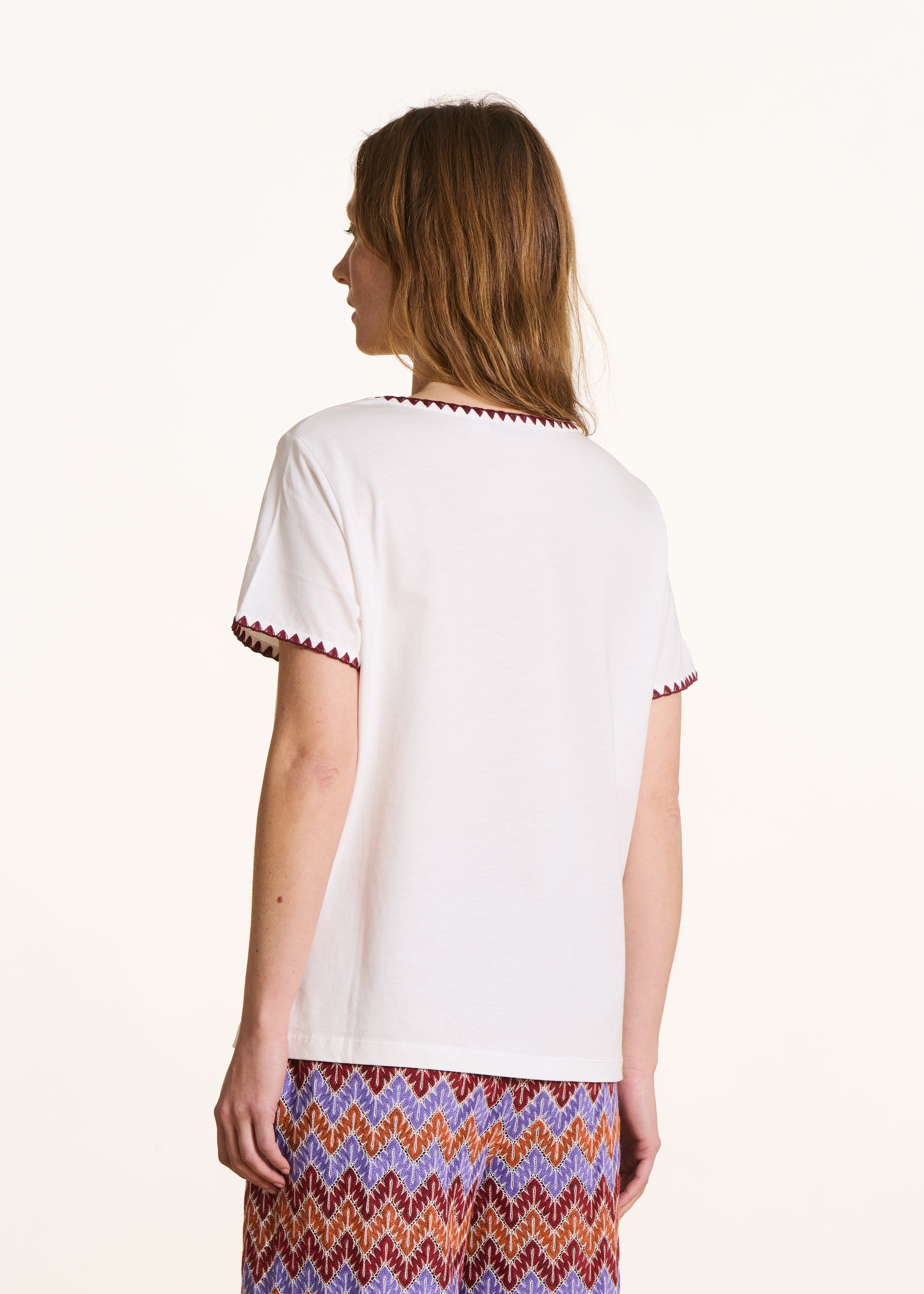 T-shirt van biologische katoen écru korte mouwen