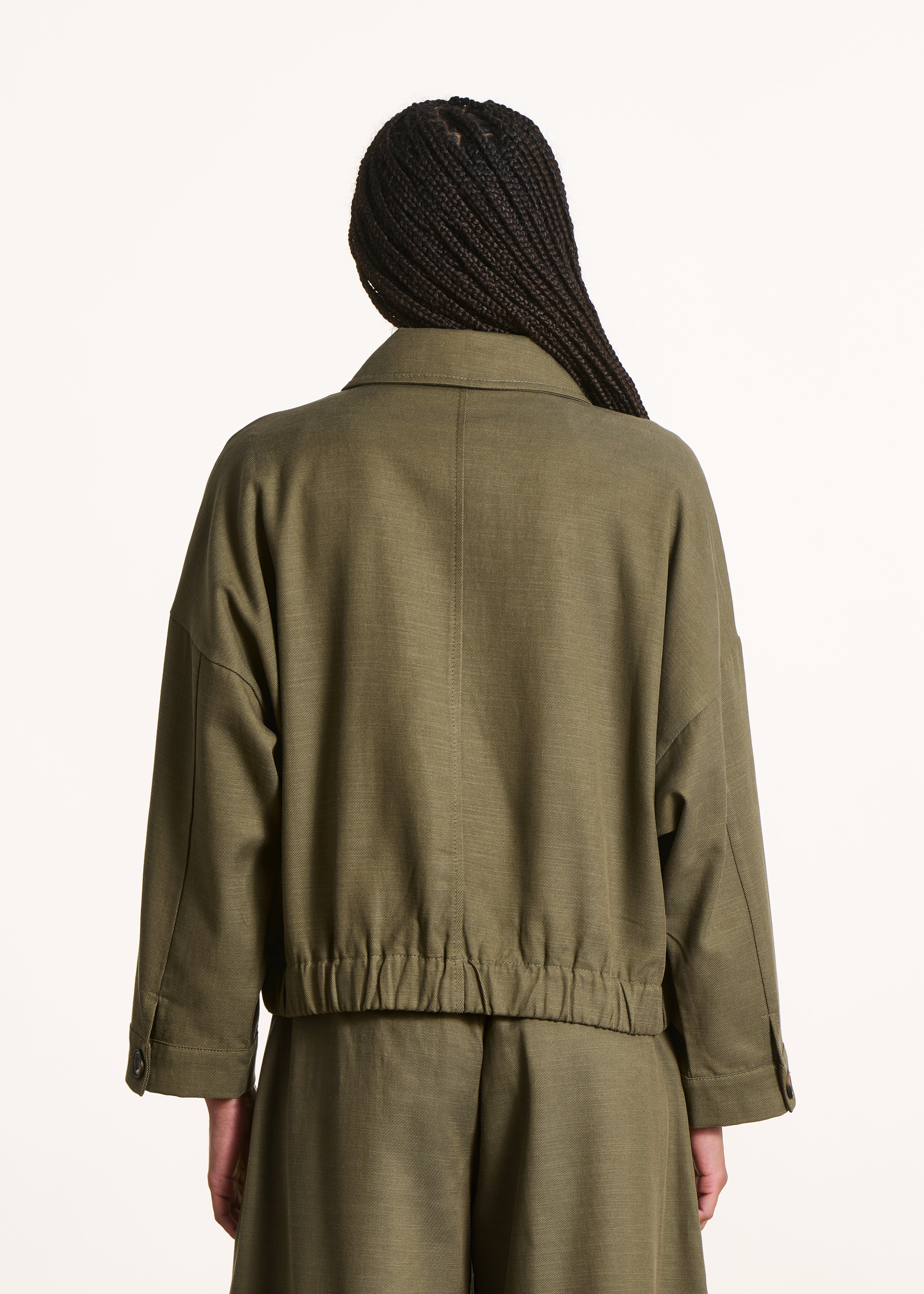 Blouson zippé kaki col chemise