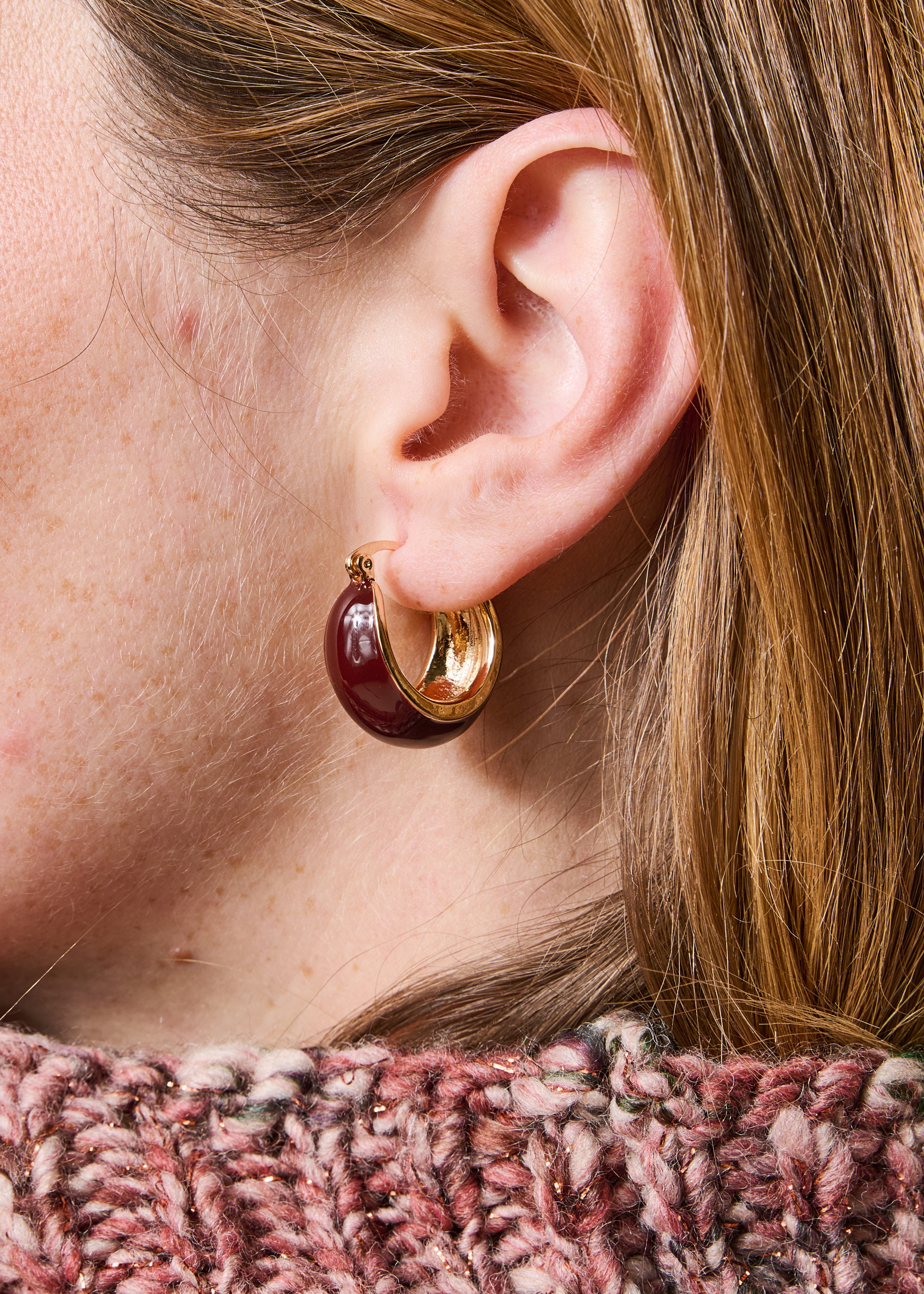 Boucles d'oreilles créoles bordeaux