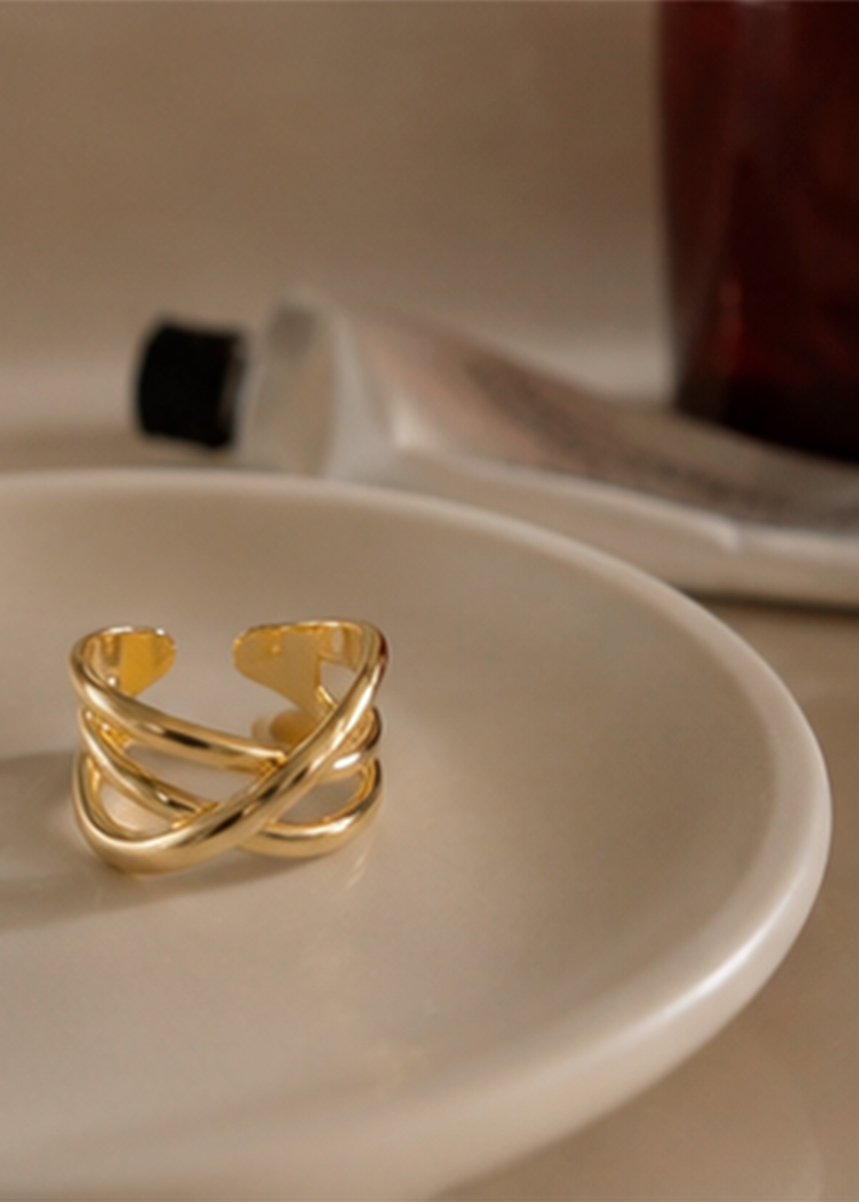 Bague multianneaux dorée