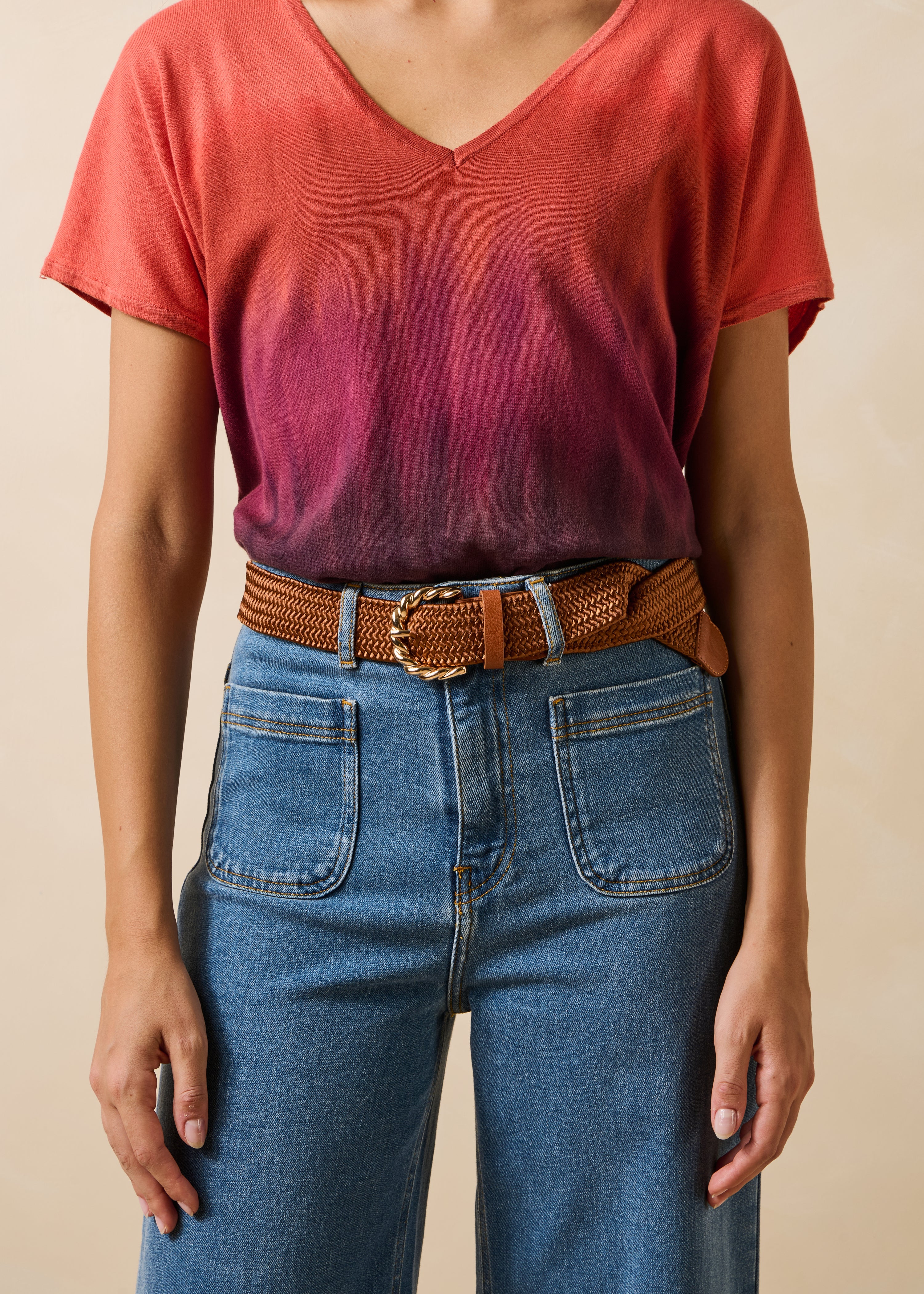 Camel Elastic Belt with Twisted Buckle