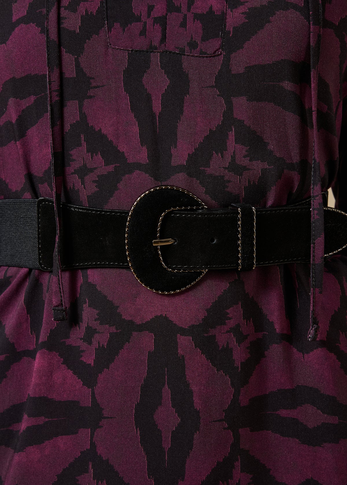 Ceinture large élastiquée noire boucle texturée