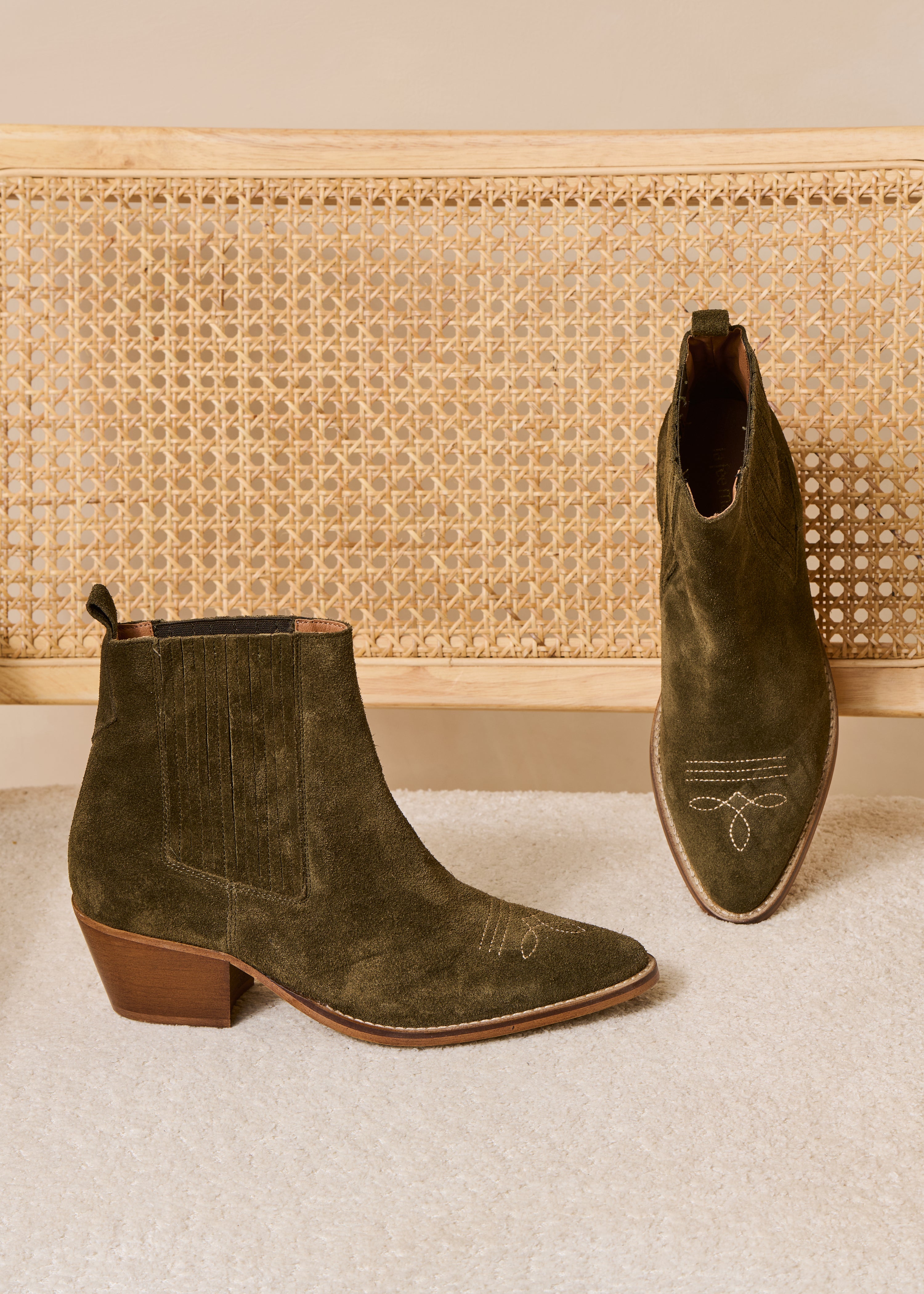 Stivaletti kaki in pelle