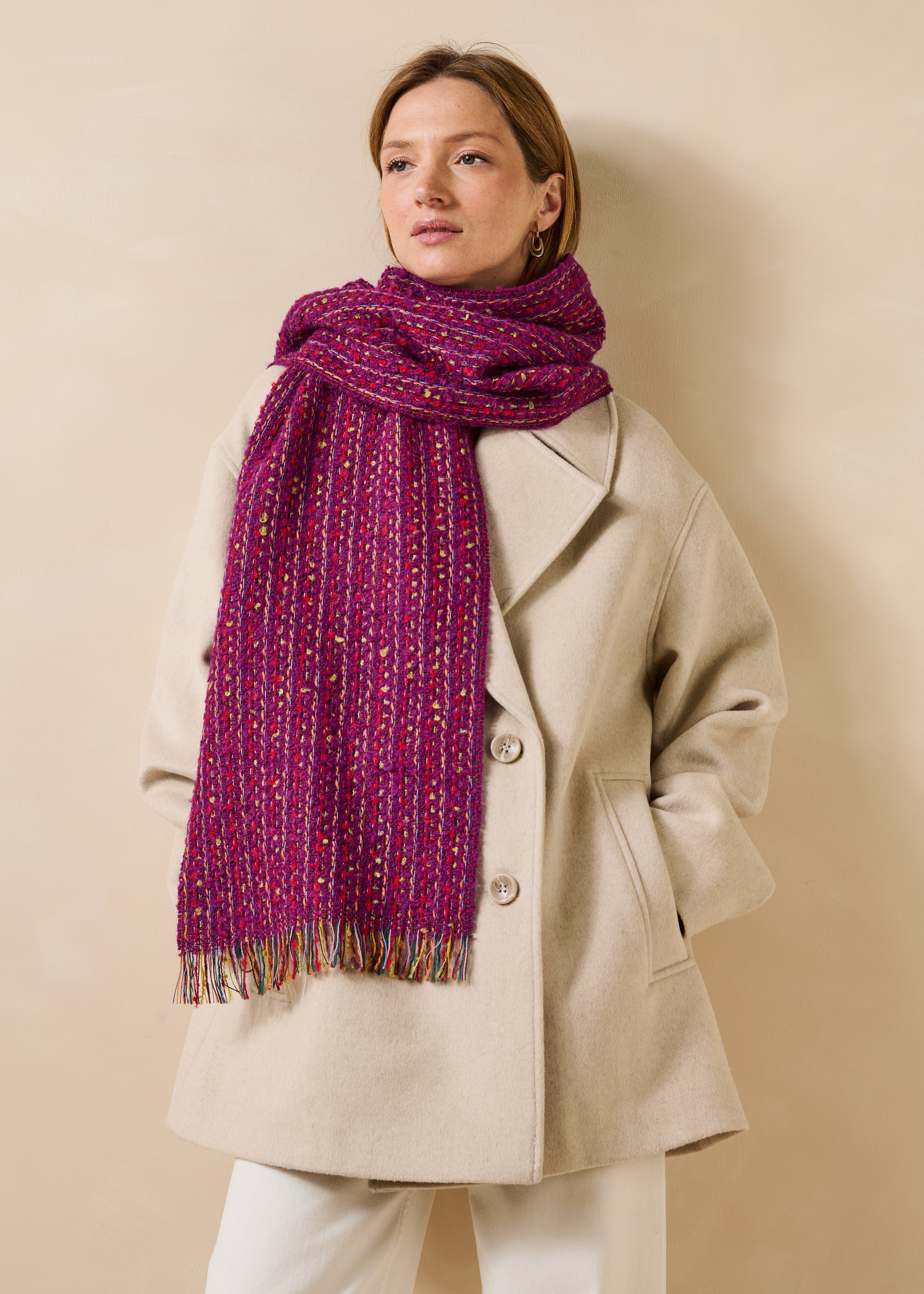 Purple color block scarf