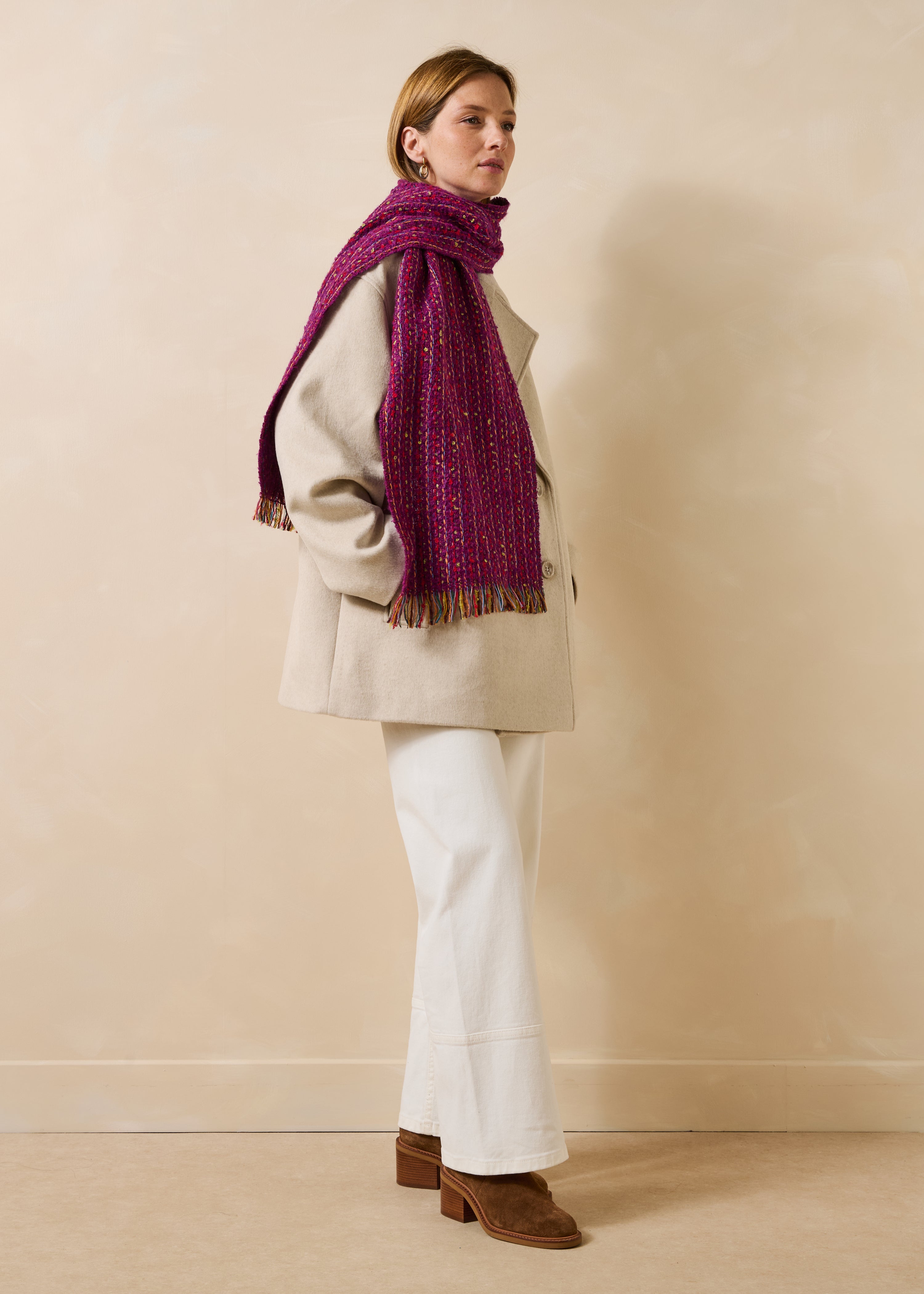 Purple color block scarf