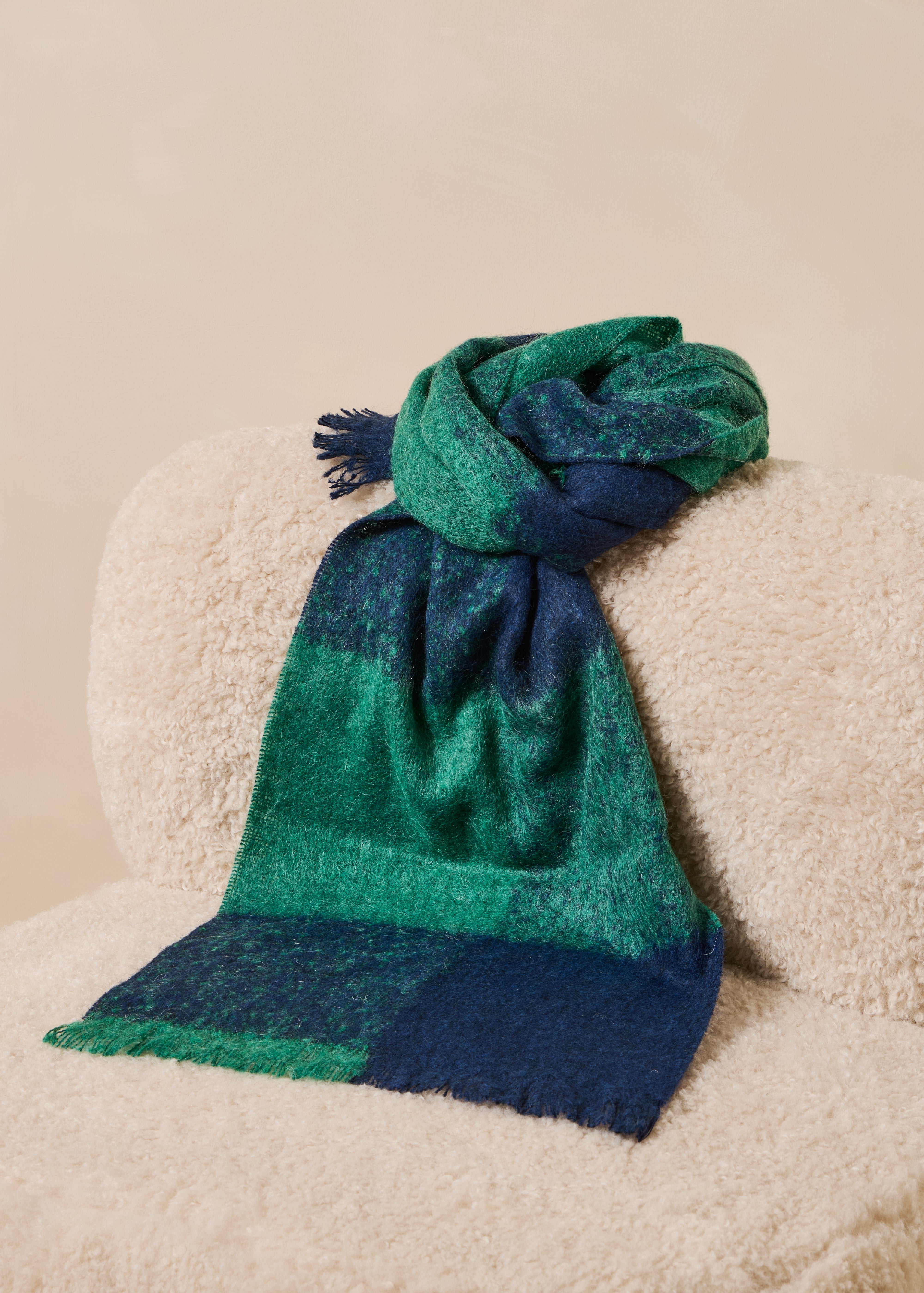 Écharpe vert bleu à carreaux