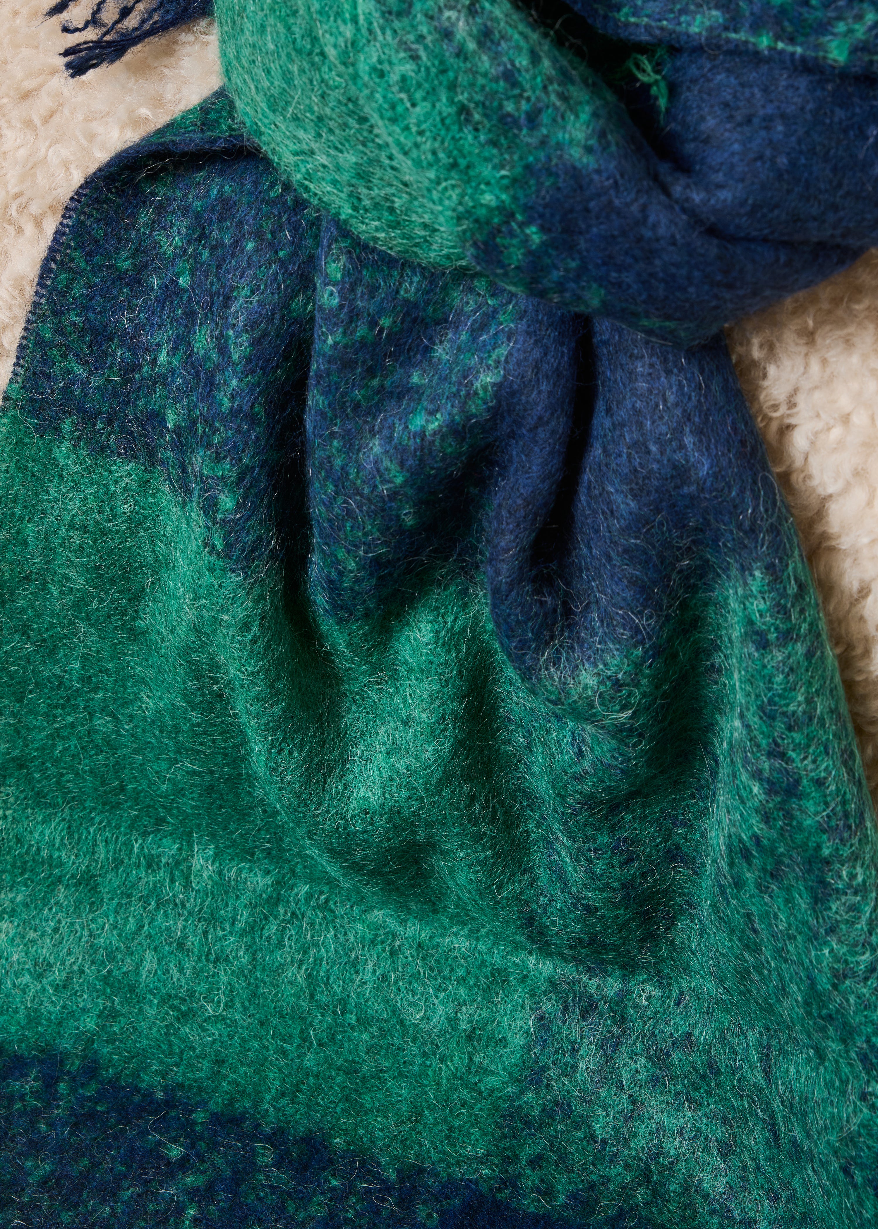 Écharpe vert bleu à carreaux