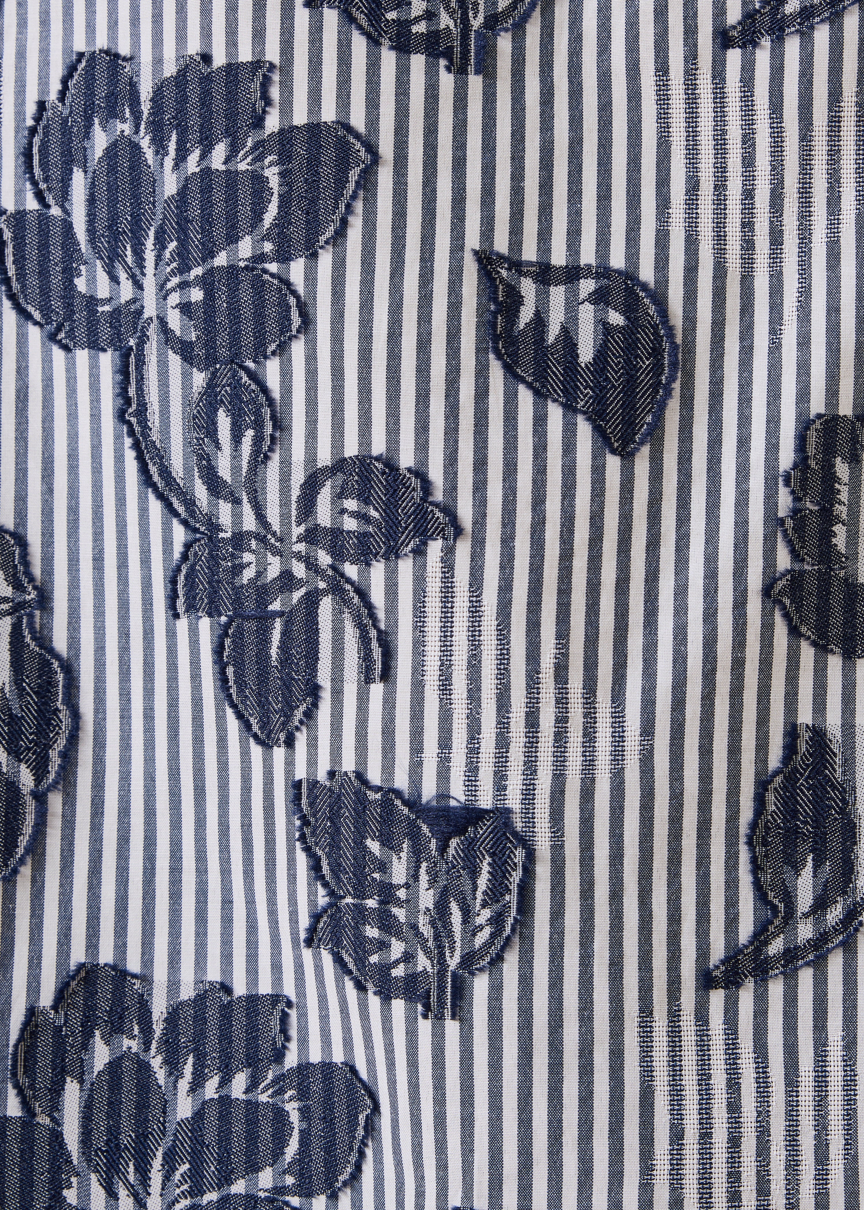 Camisa azul denim a rayas en jacquard de manga larga