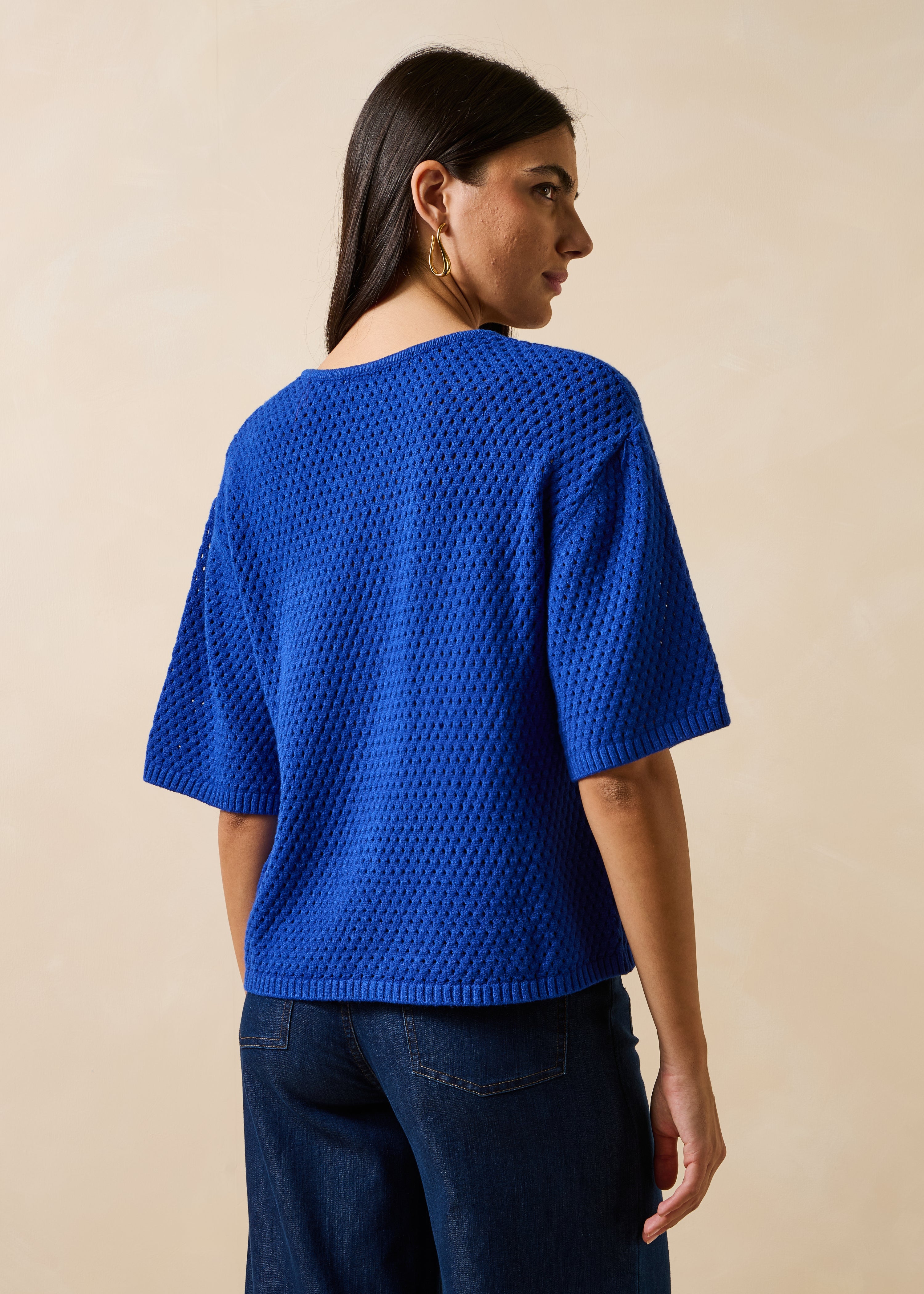 Gilet bleu roi manches courtes col rond