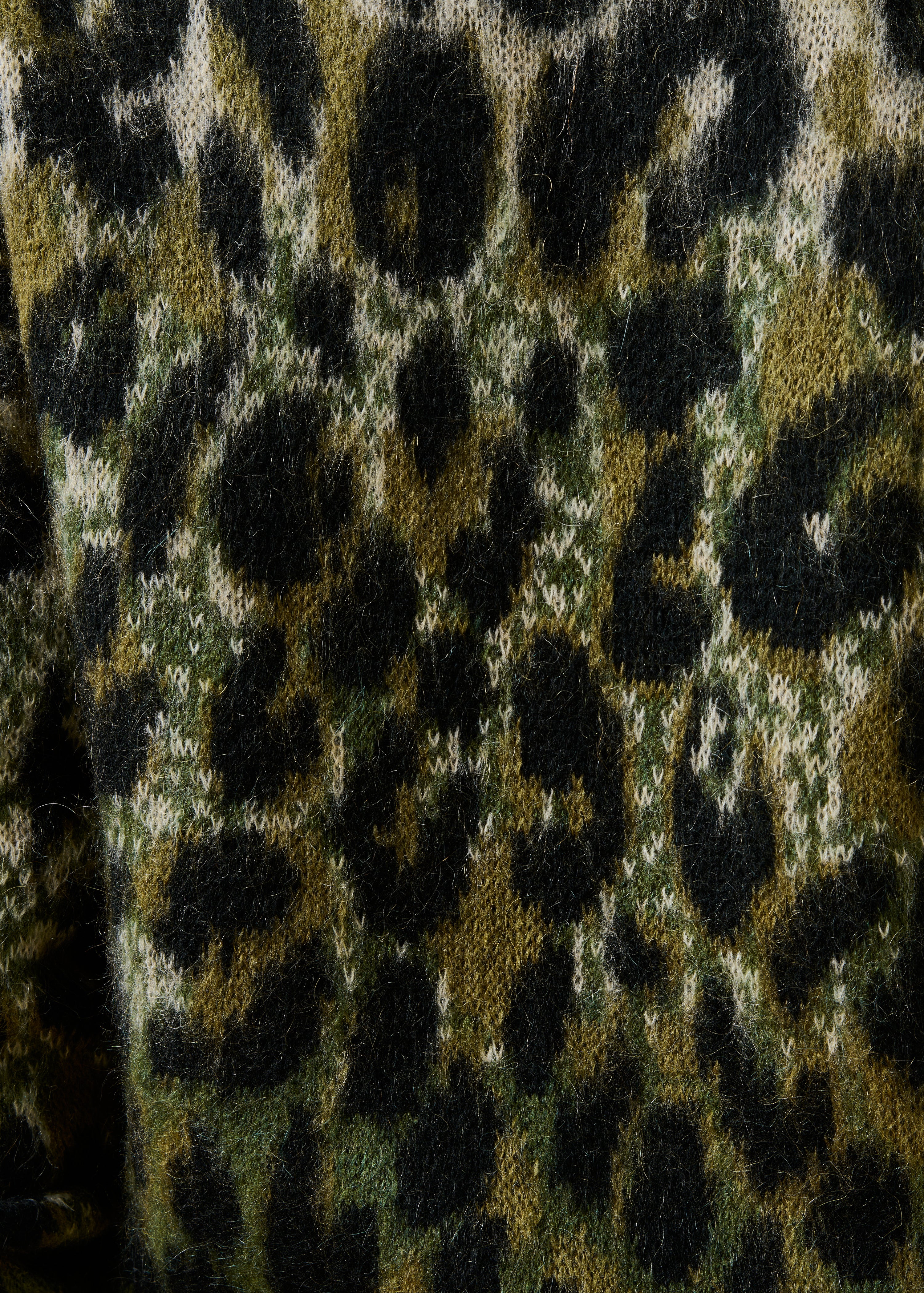 Gilet kaki à imprimé léopard manches longues en jacquard