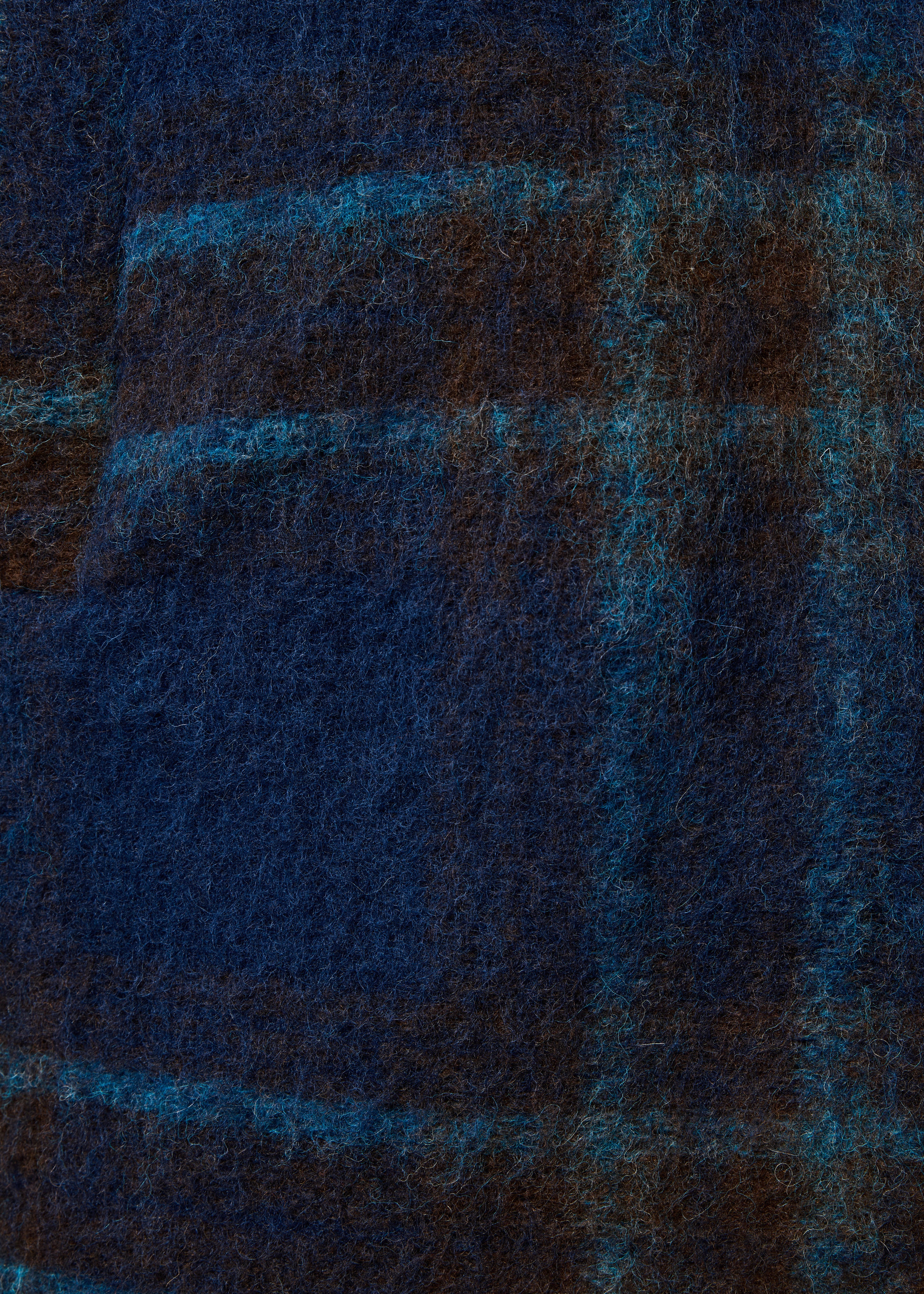 3/4 Blue Plaid Wool Coat