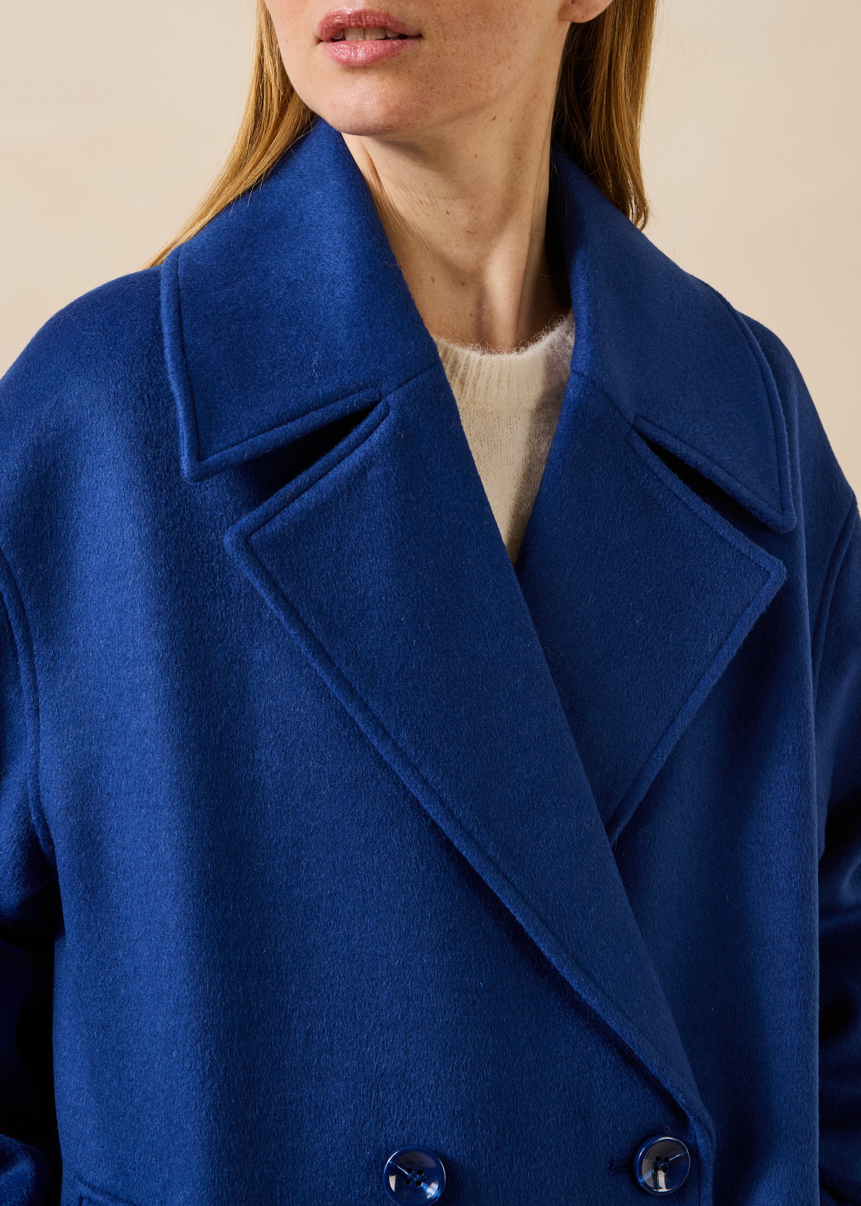 Cappotto caban blu reale in lana