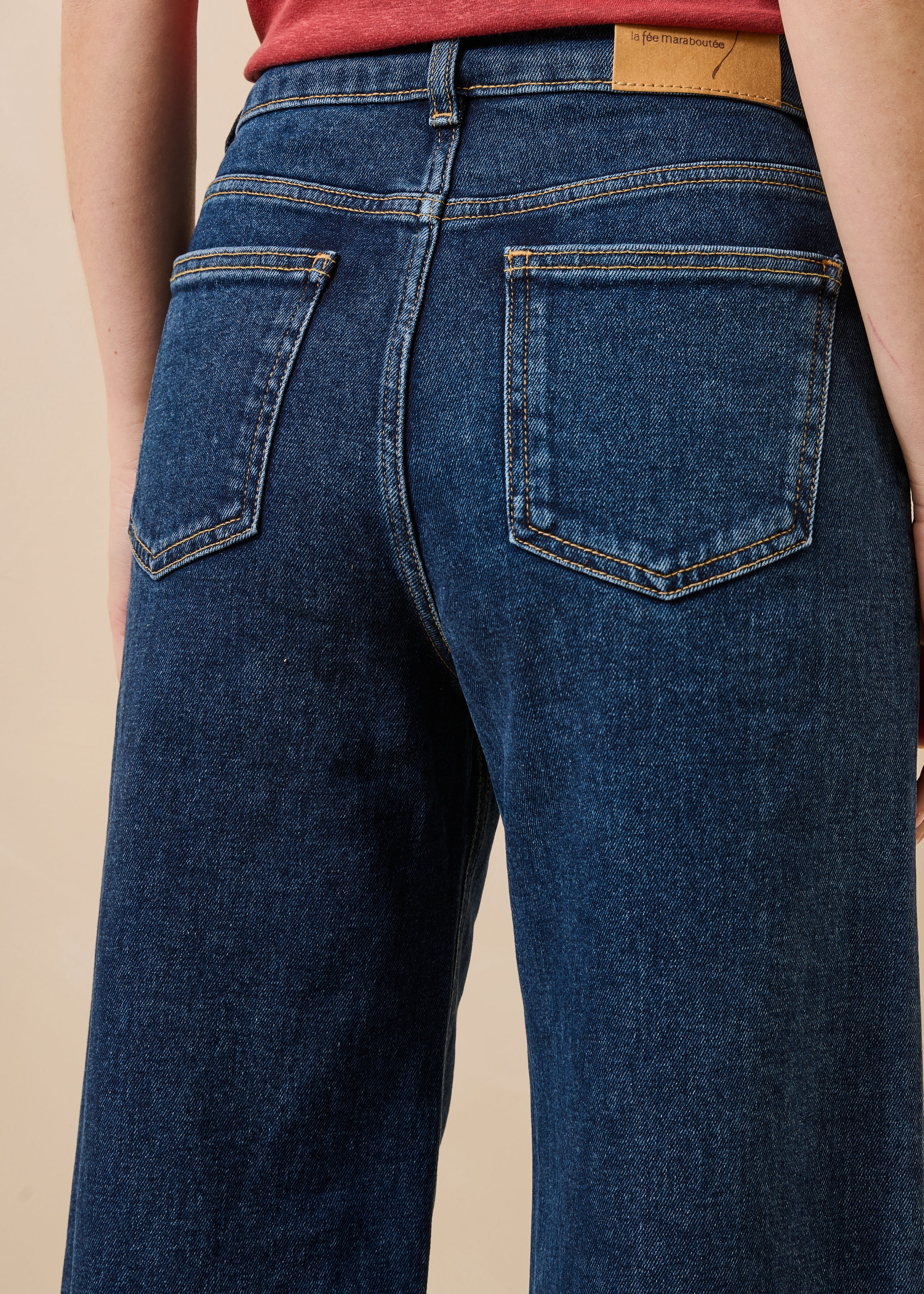 Blauwe cropped jeans van biologisch katoen