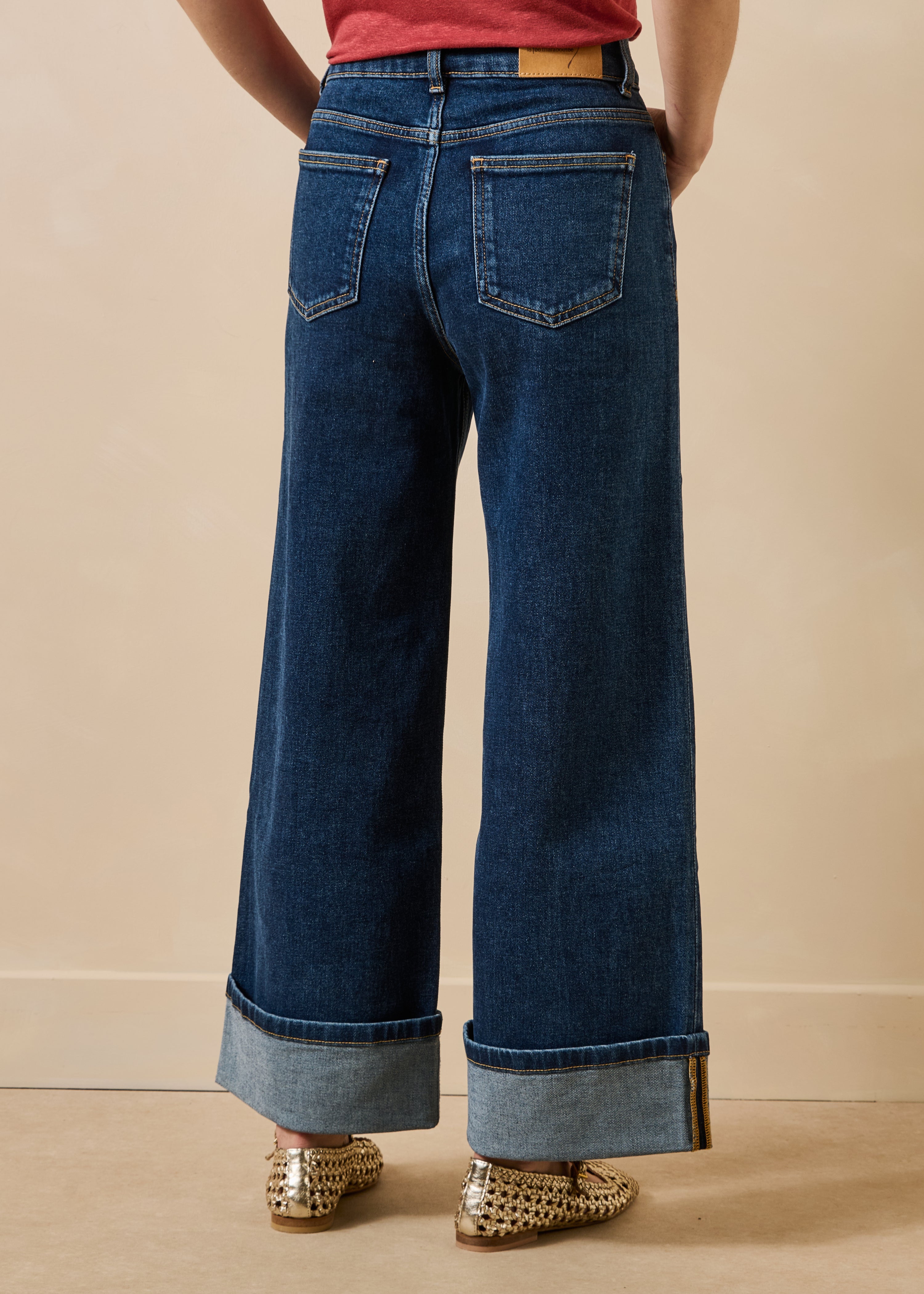 Blauwe cropped jeans van biologisch katoen