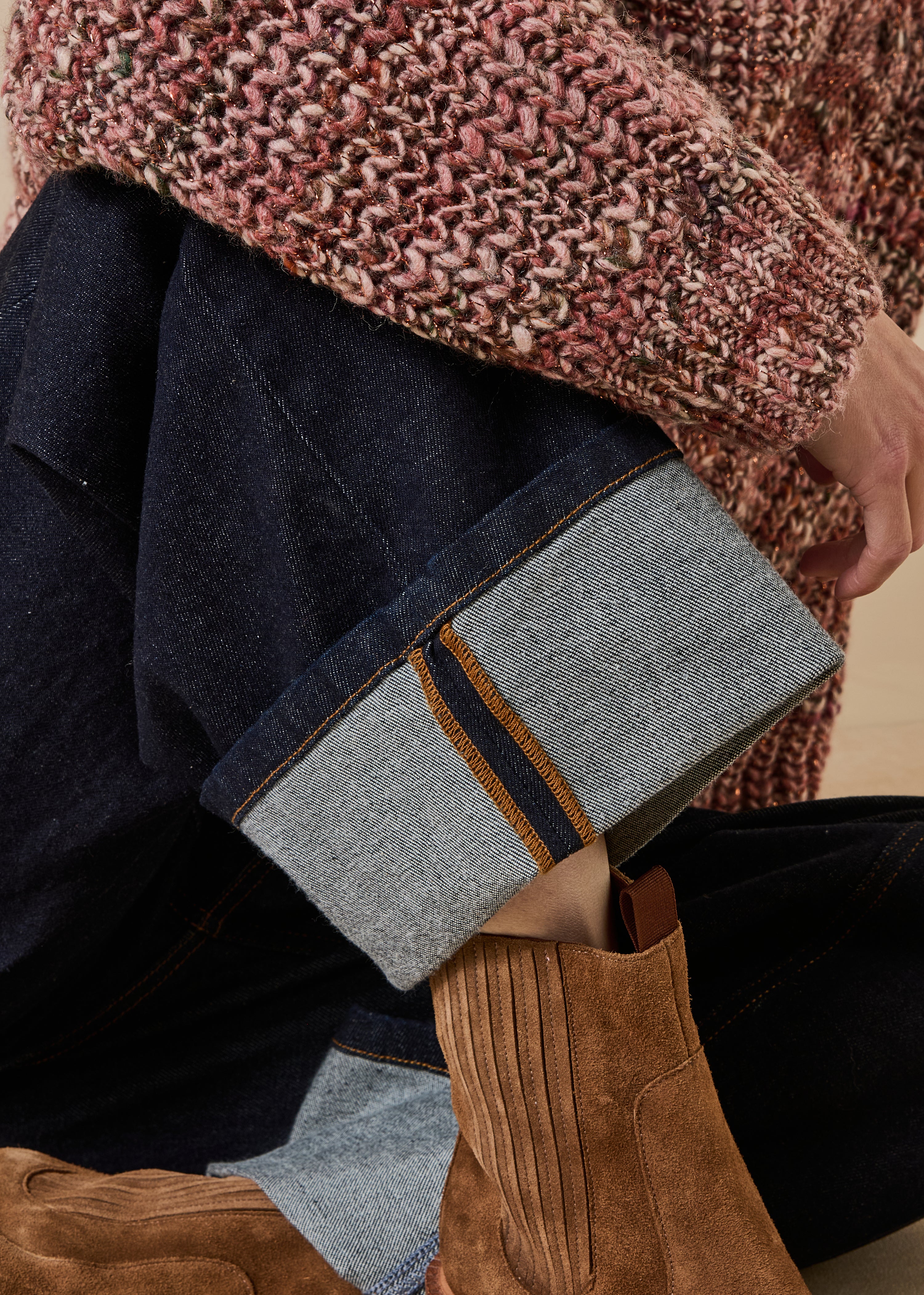 Jean cropped raw in biologisch katoen